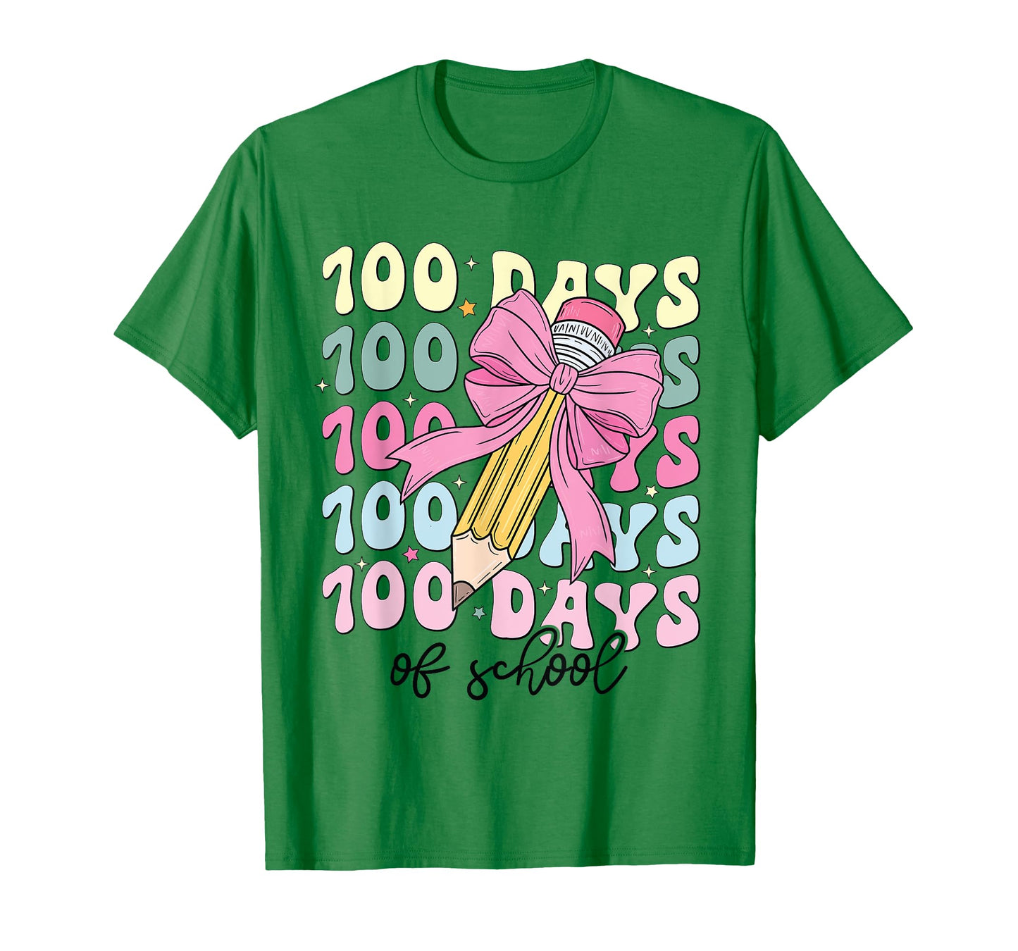 100 Days of School Girls Coquette Bow 100th Day of School T-Shirt