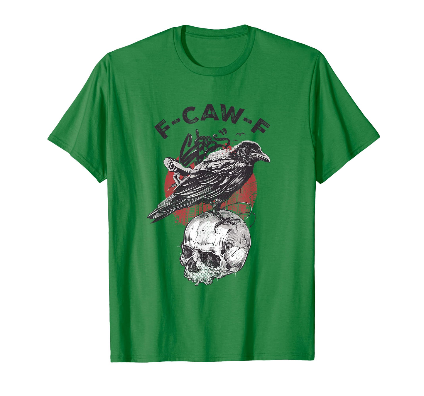 F-Caw-F Crow Vintage Gothic Skull Funny Sarcastic Black Bird T-Shirt