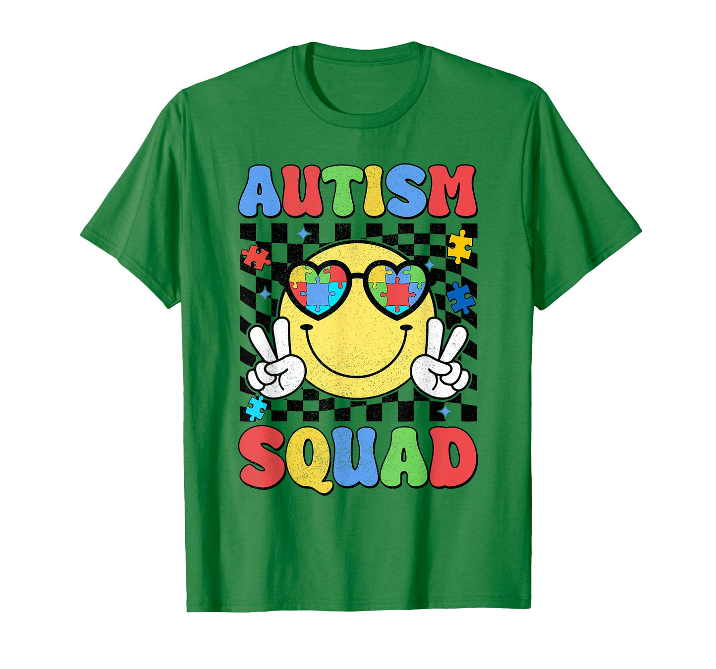 Smile Face Autism Awareness Support Squad Blue Ribbon Gifts T-Shirt