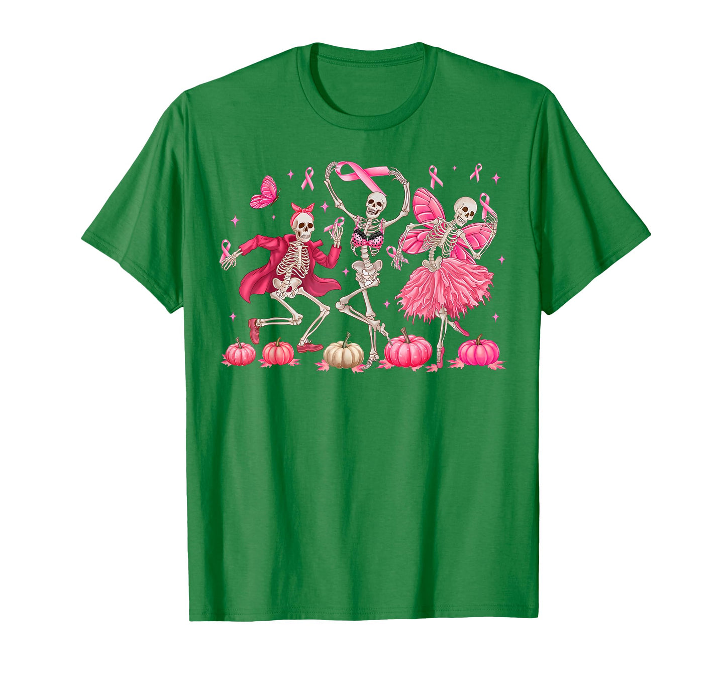 Pink Ribbon Breast Cancer Awareness Skeleton Women Men Kids T-Shirt