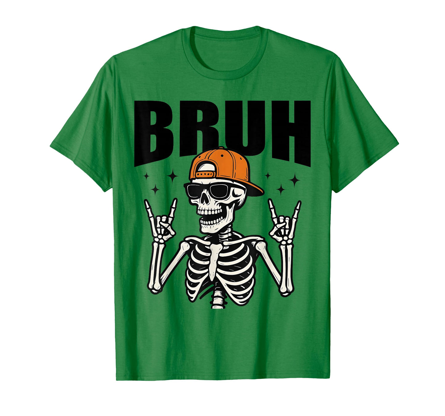 Bruh Punk Rock Skeleton Cool Rocker Halloween Men Boys Kids T-Shirt