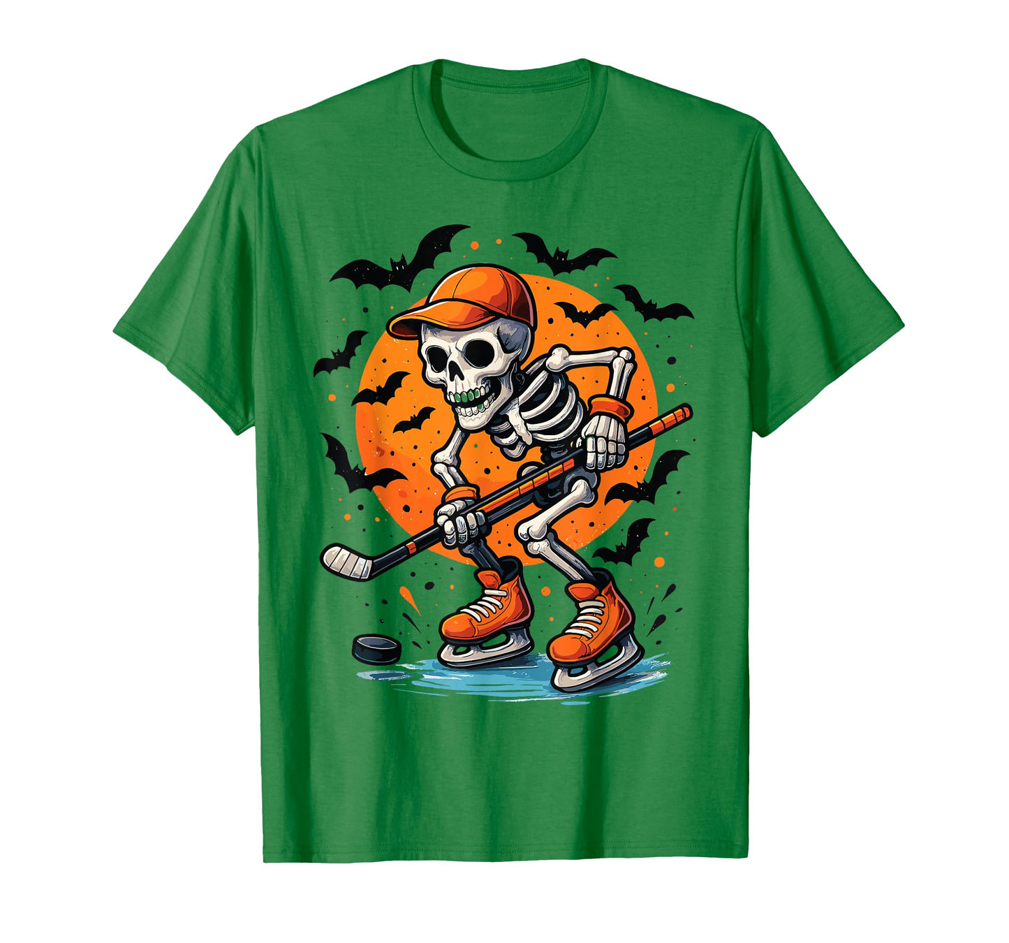 Skeleton Ice Hockey Halloween Costume T-Shirt