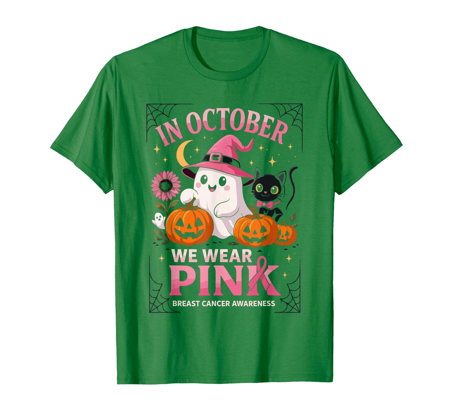 Breast Cancer Shirts Women Halloween in October We Wear Pink T-Shirt
