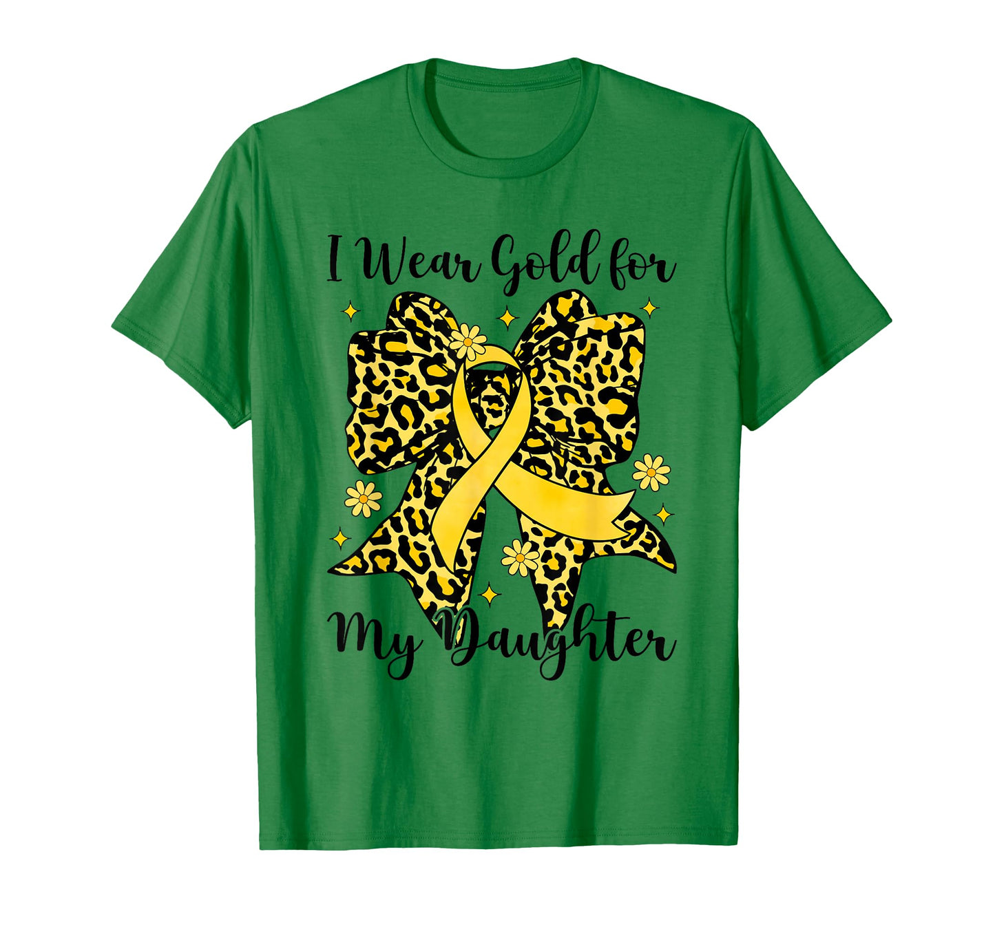 Leopard Bow I Wear Gold for My Daughter Childhood Cancer T-Shirt