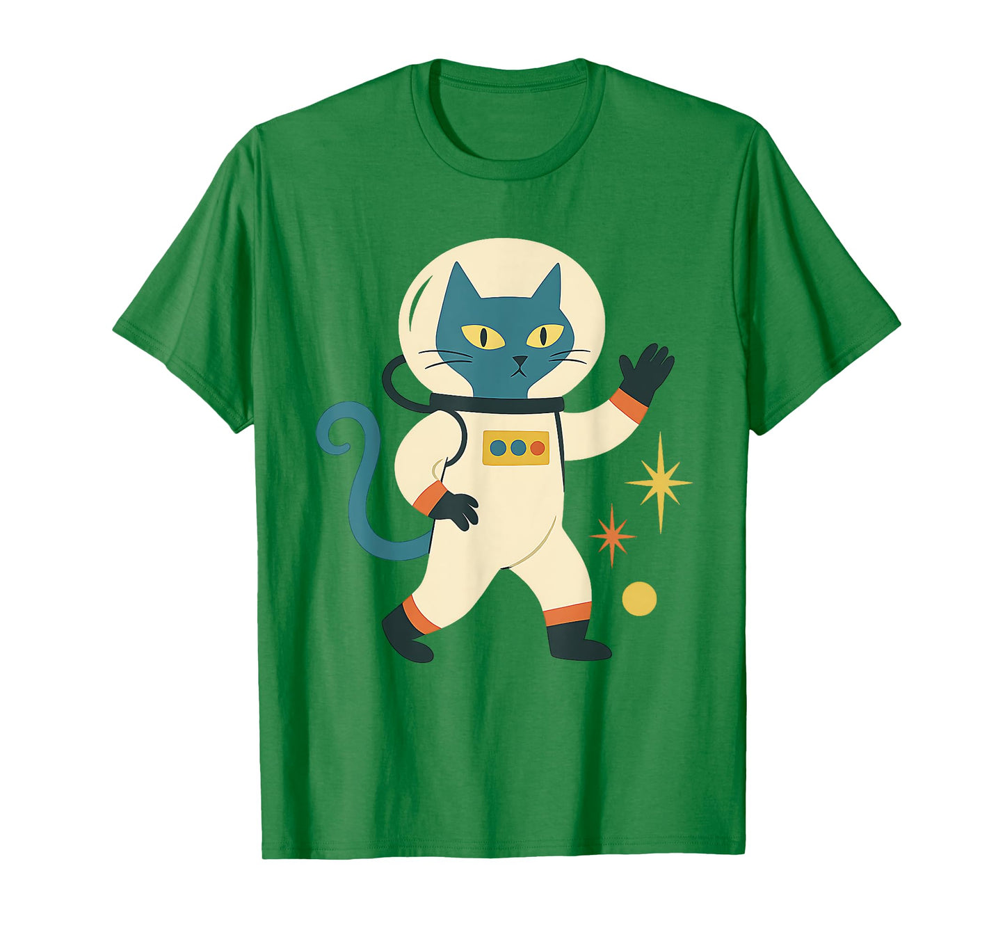 Mid Century Modern Astronaut Cat Space Retro Futuristic T-Shirt