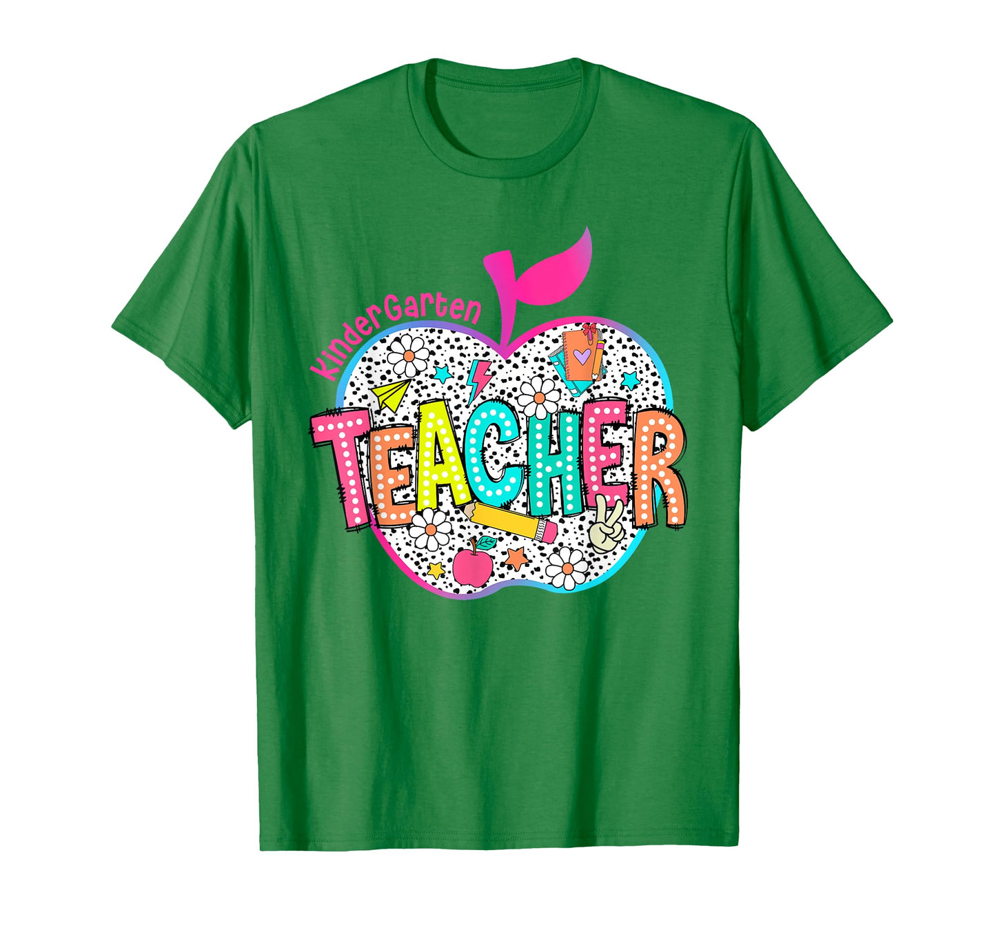 Kindergarten Teacher Back To School Apple Dalmatian Dots T-Shirt