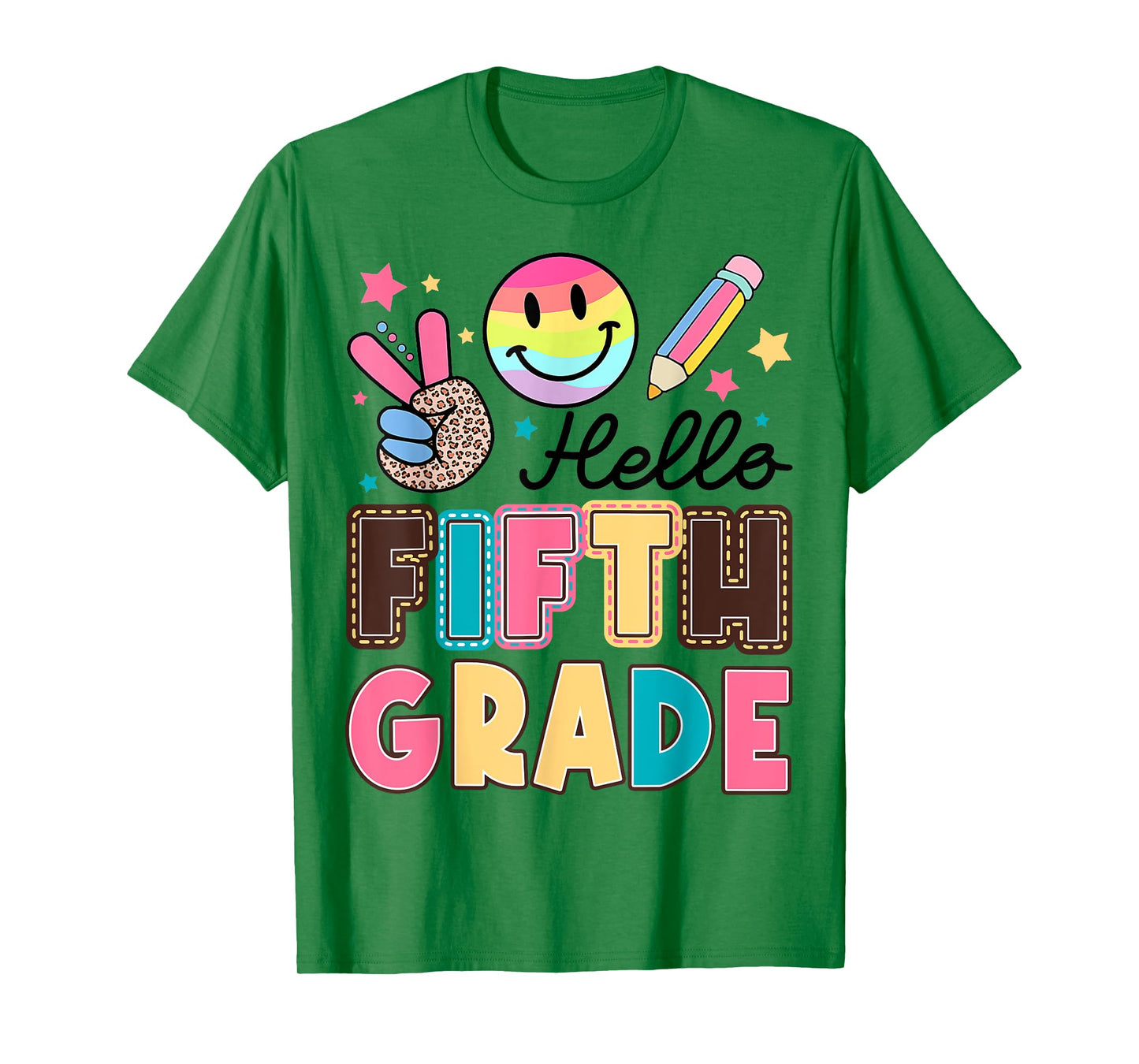 Hello Fifth Grade Smile Face 1st Day Of School Teachers Kids T-Shirt