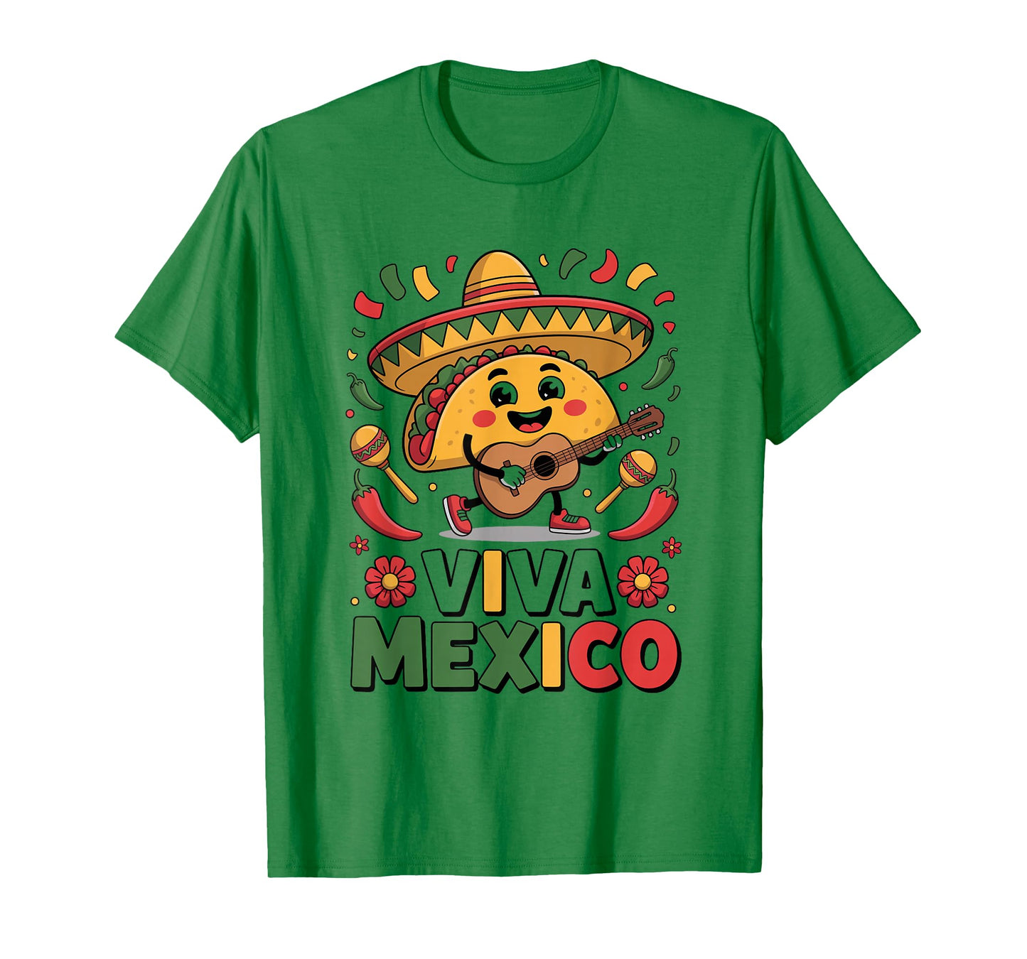 Viva Mexico Mexican Flag Independence Day Taco Kids Women T-Shirt