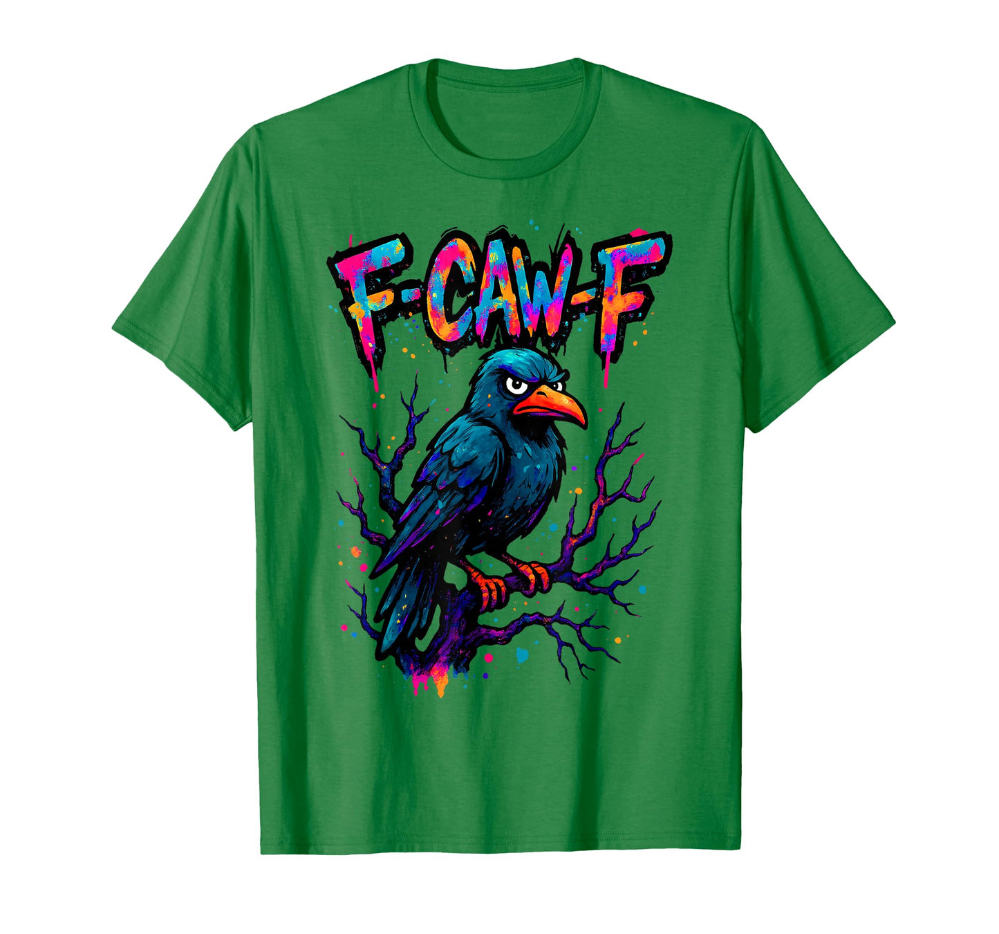 Funny F Caw F Raven Bird Retro Graphic F-CAW-F Crow Pun T-Shirt