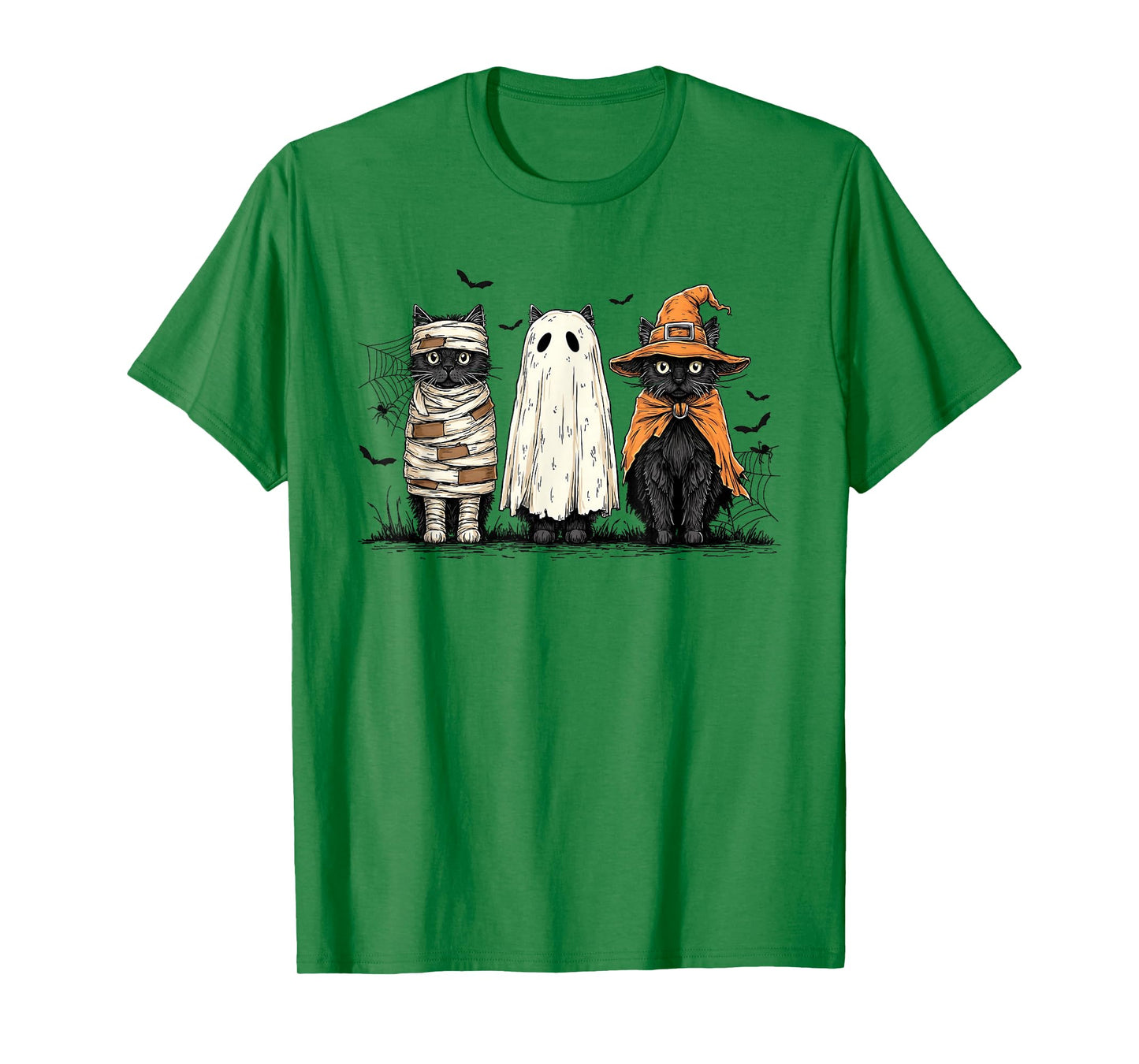 Black Cat Ghost Witch Halloween Costume Men Women Kids T-Shirt