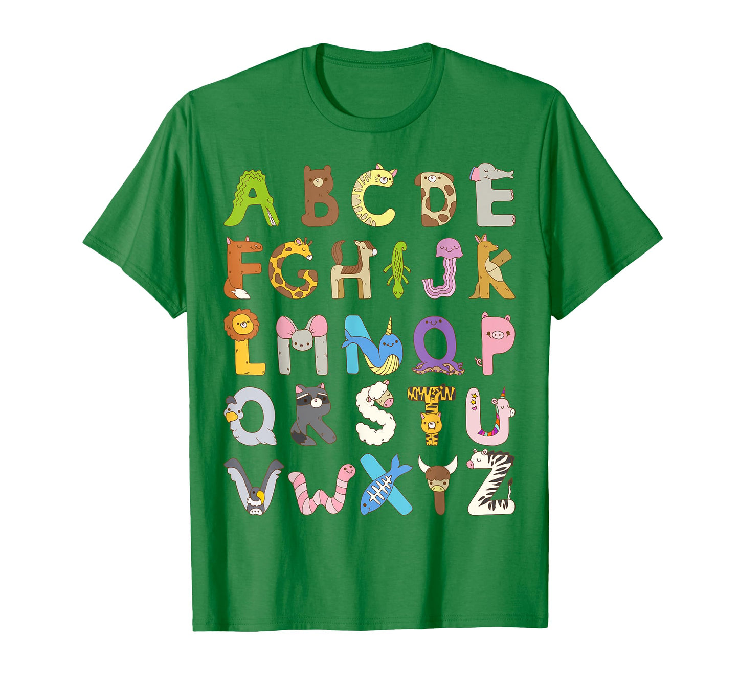 ABC Animals Alphabet Graphic Boys Girls Kindergarten Teacher T-Shirt