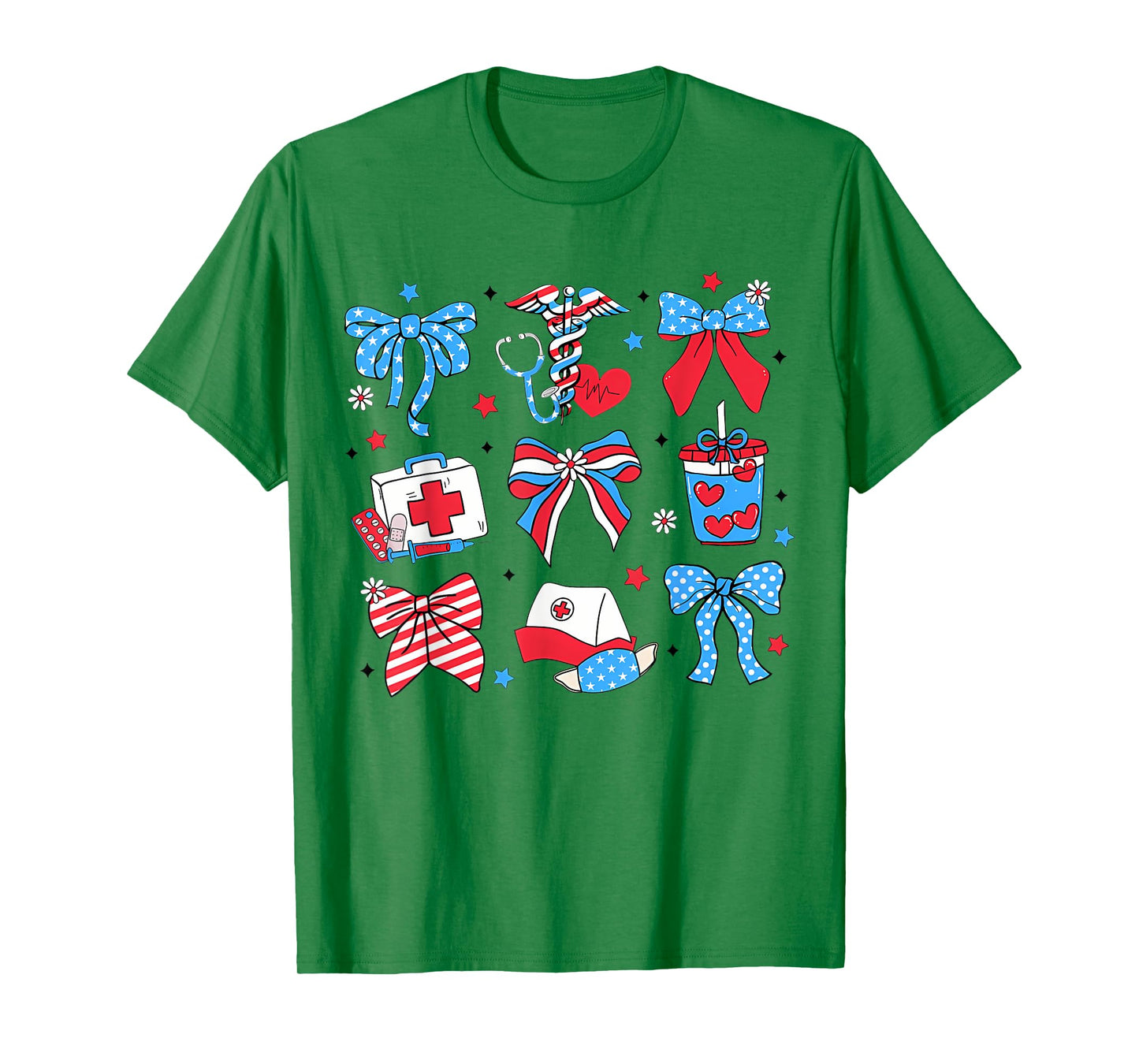 Retro Nurse 4Th Of July Coquette Bow Nurse America T-Shirt