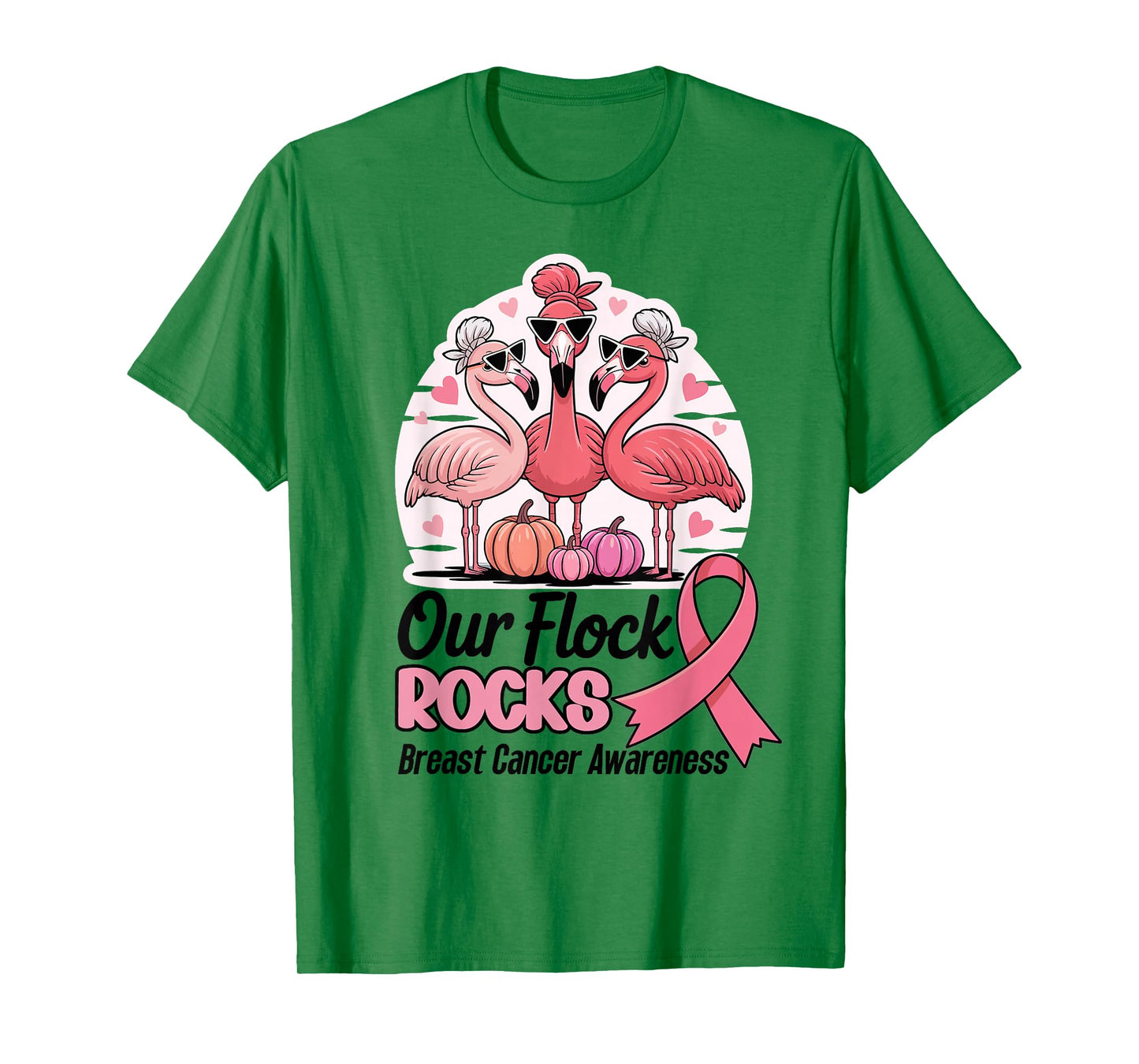 Our Flock Rocks Breast Cancer Awareness Flamingo Pink Squad T-Shirt
