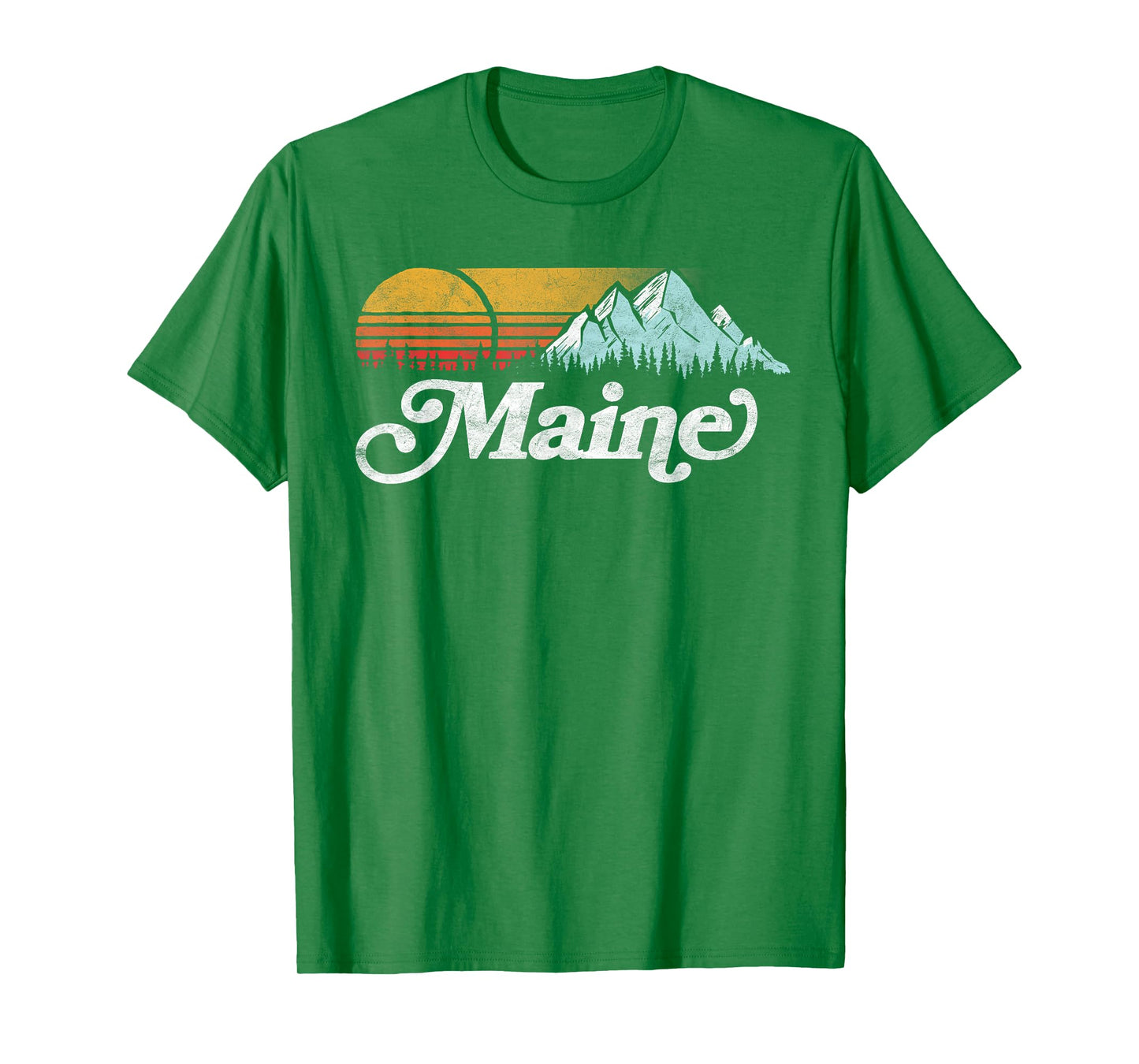 Retro Vibe Maine Vintage Mountains & Sun T-Shirt