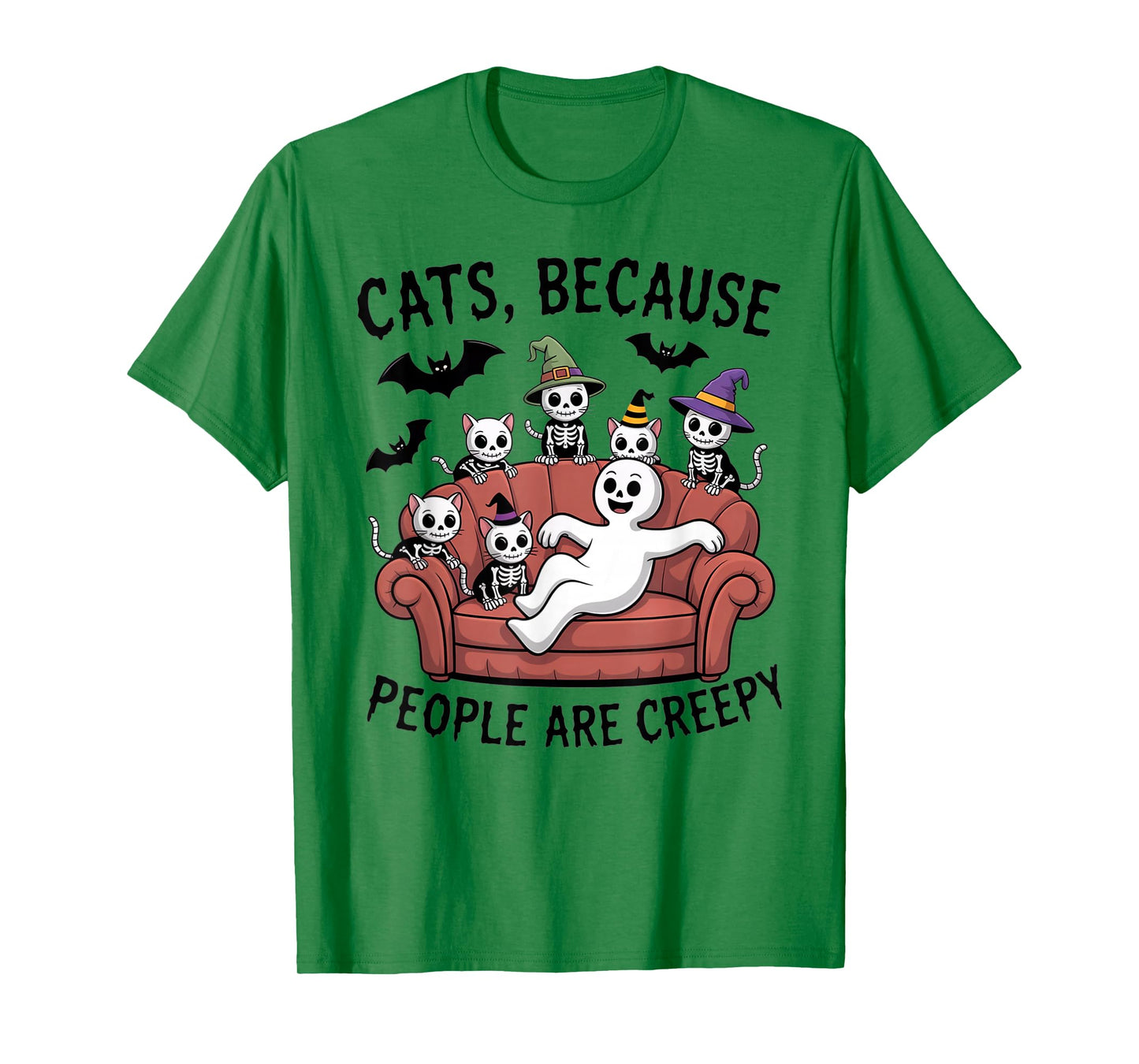 Cats Because People are Creepy Ghost Halloween Cat Mom Kids T-Shirt