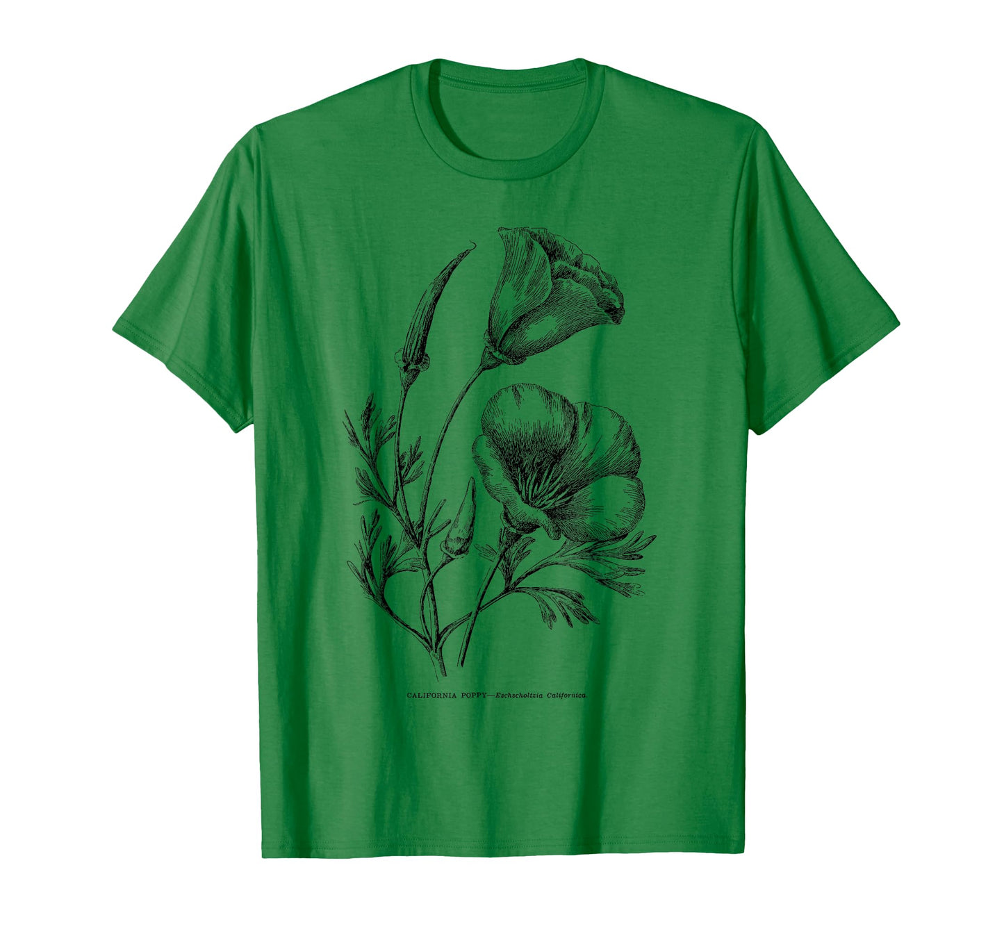 Californian Poppy Botanical Illustration Flower California T-Shirt