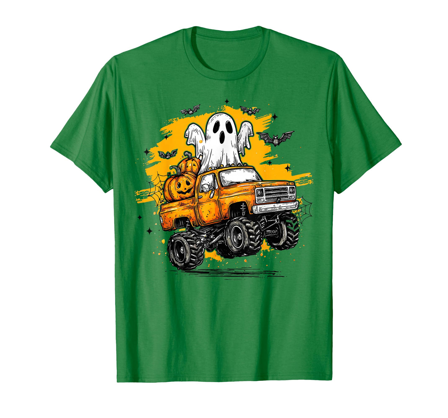 Monster Truck Ghost Pumpkin Halloween Costume Toddler Boys T-Shirt