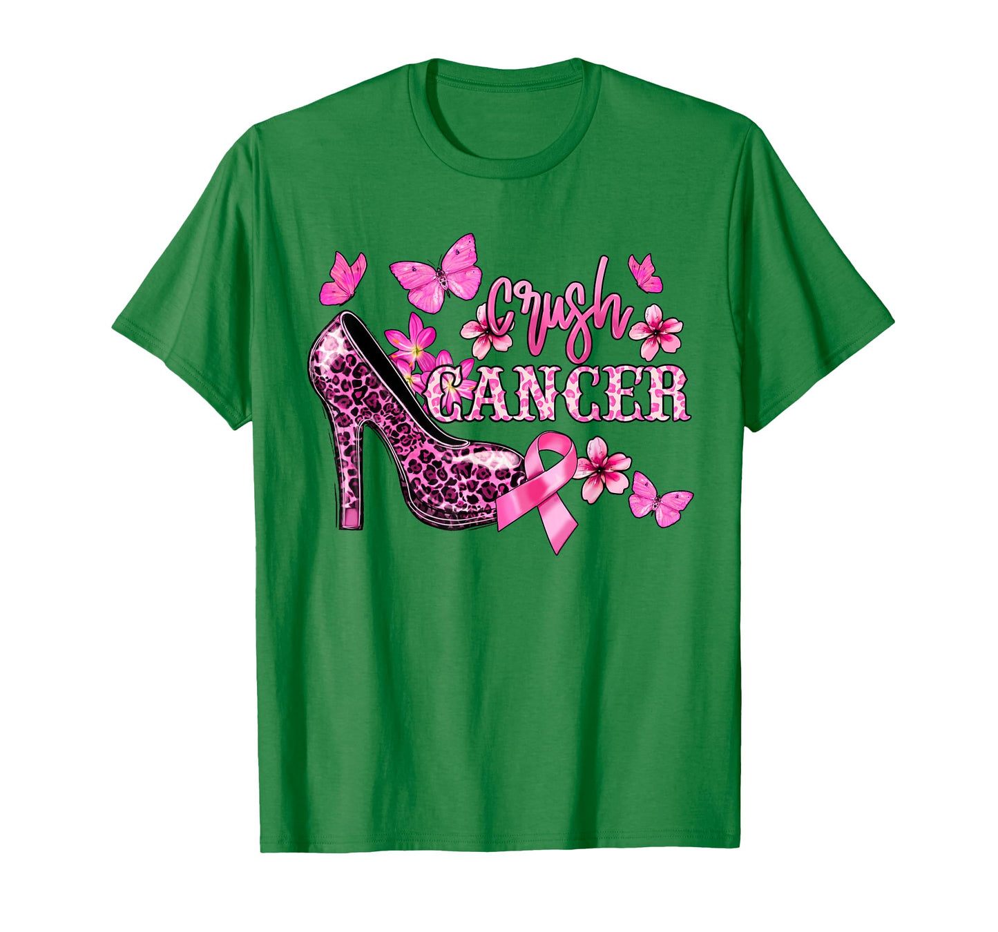 Womens Crush Breast Cancer Awareness High Heels Pink Ribbon T-Shirt