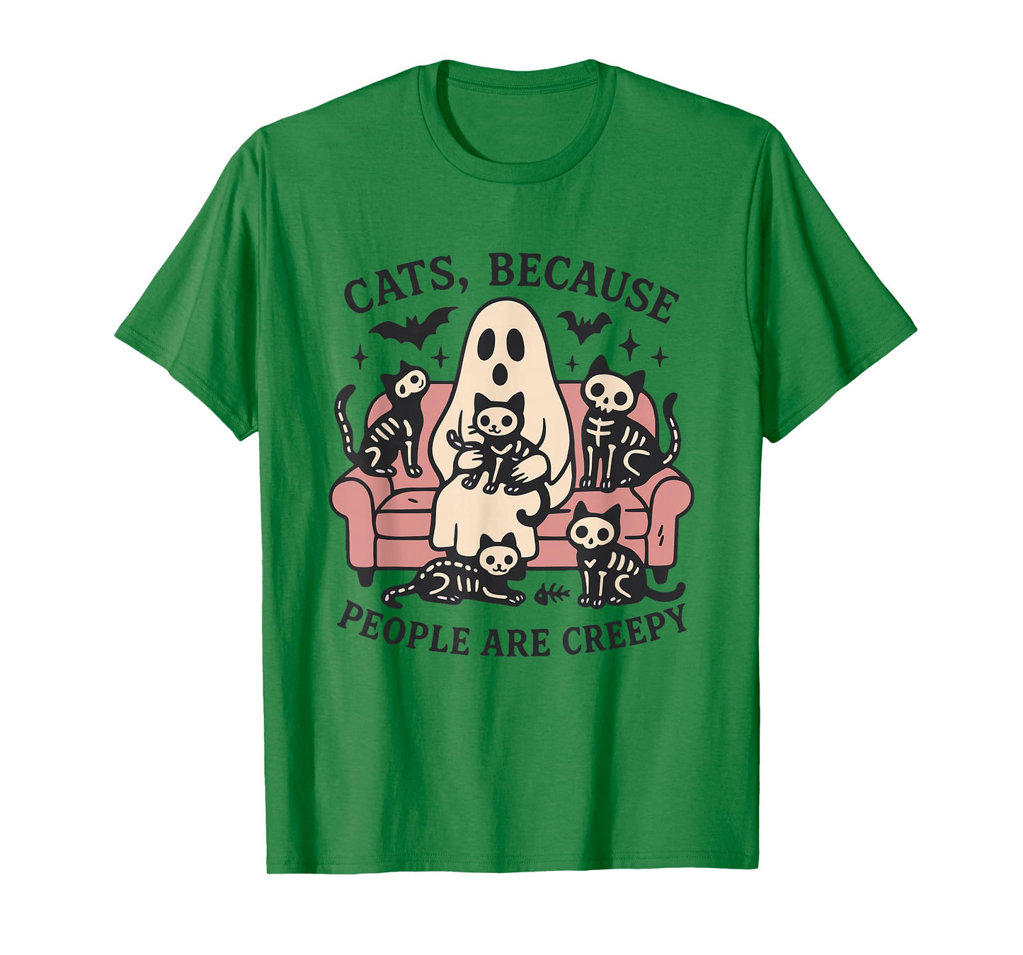 Cats Because People are Creepy Halloween Black Cat Mom Women T-Shirt