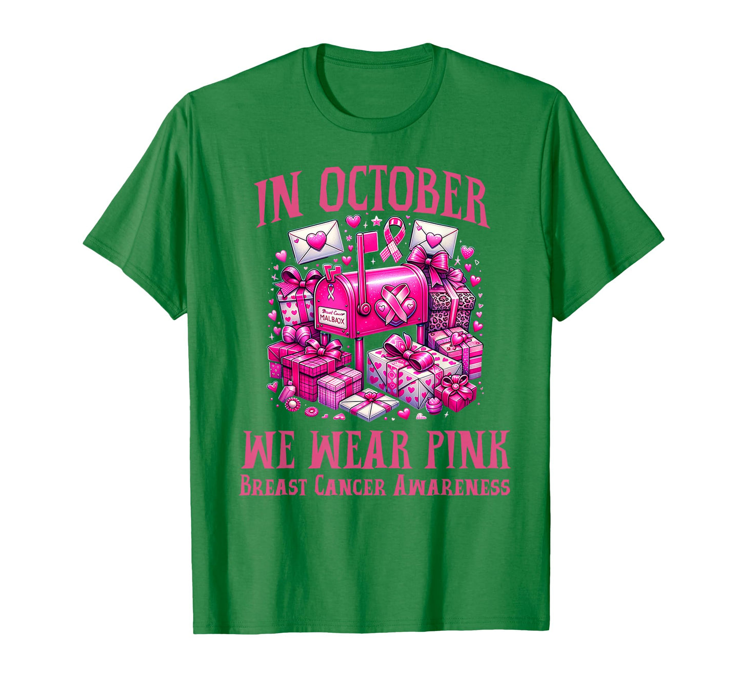 October We Wear Pink Breast Cancer Awareness Postal Worker T-Shirt