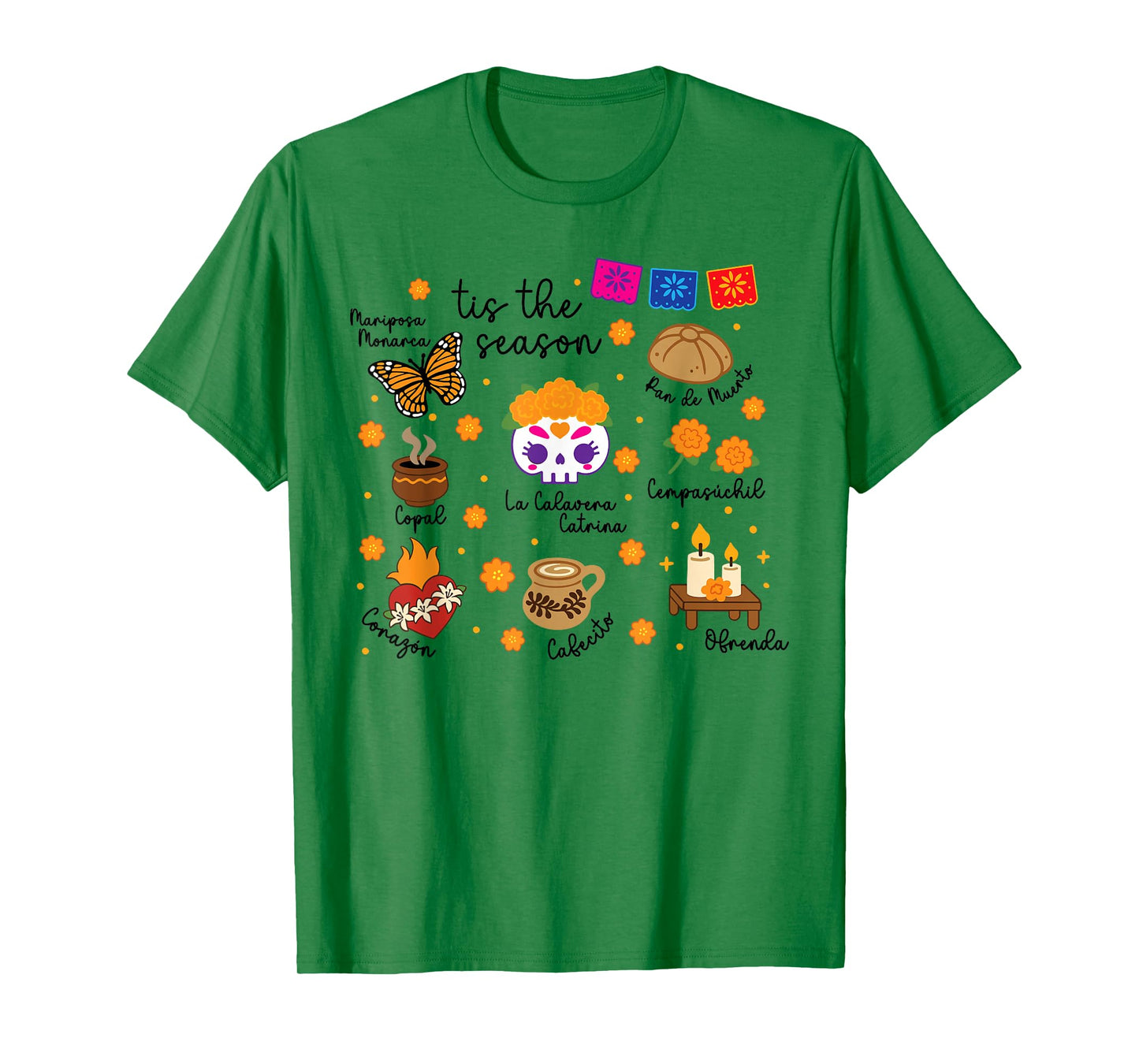 Tis The Season Dia De Los Muertos Sugar Skulls Day of Dead T-Shirt