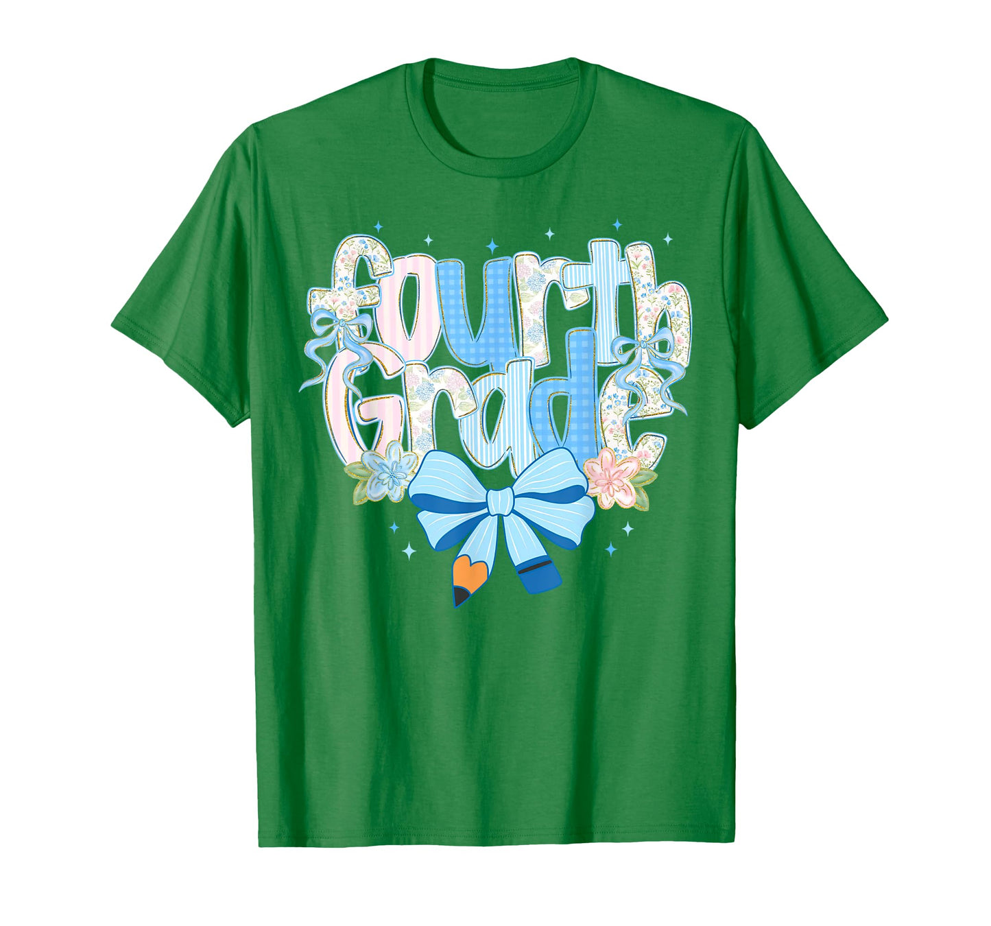 Preppy Back To School Floral 4th Grade Coquette Girl Kids T-Shirt