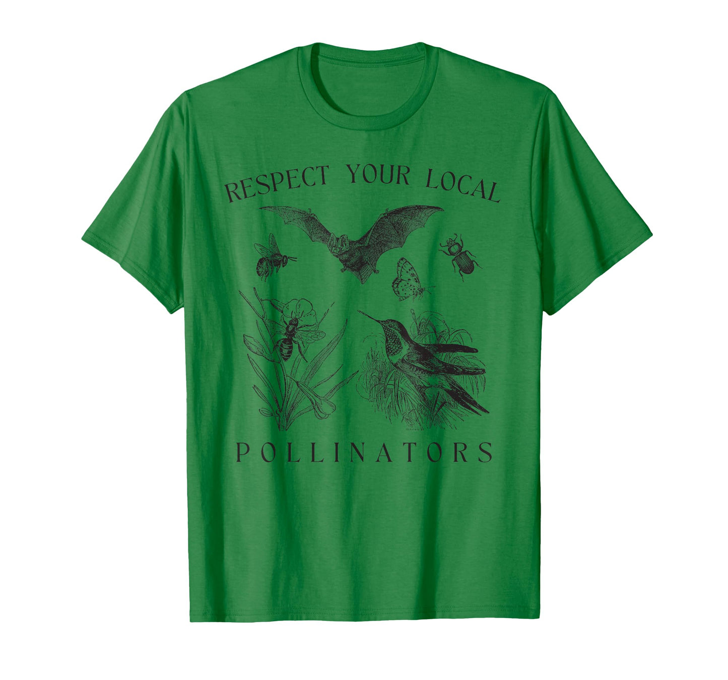 Eco-Friendly Wildlife Conservation Apparel Respect Your Local Pollinators Vintage Bug Protect Nature Unisex-Adults T-Shirt White Small Classic Fit Short Sleeve Spring, Summer