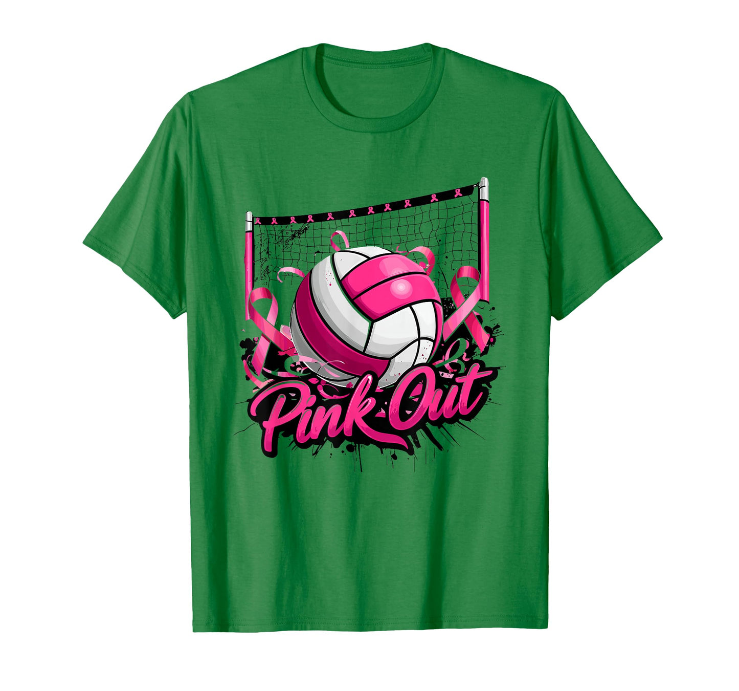 Volleyball Pink Out Breast Cancer Awareness Pink Ribbon T-Shirt