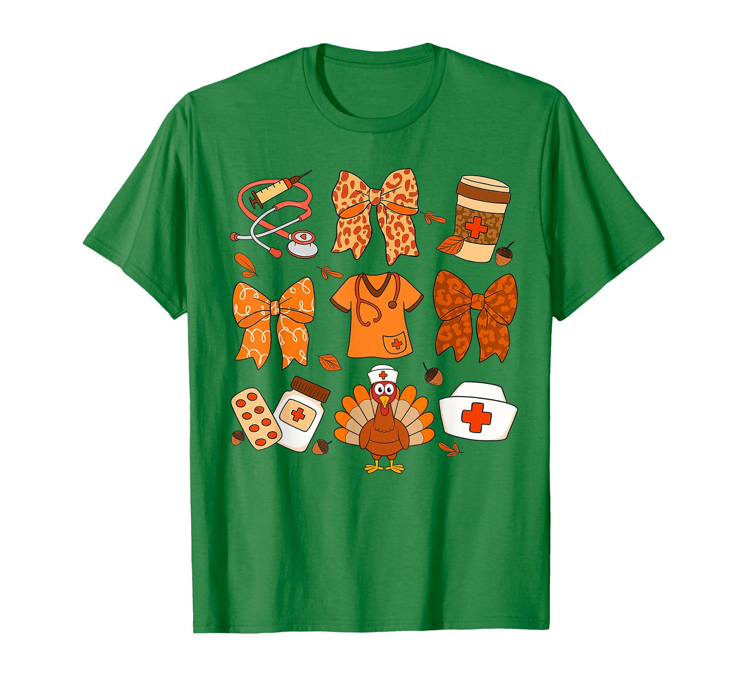 Fall Vibes Thanksgiving RN ICU Nurse Squad Nursing Turkey T-Shirt