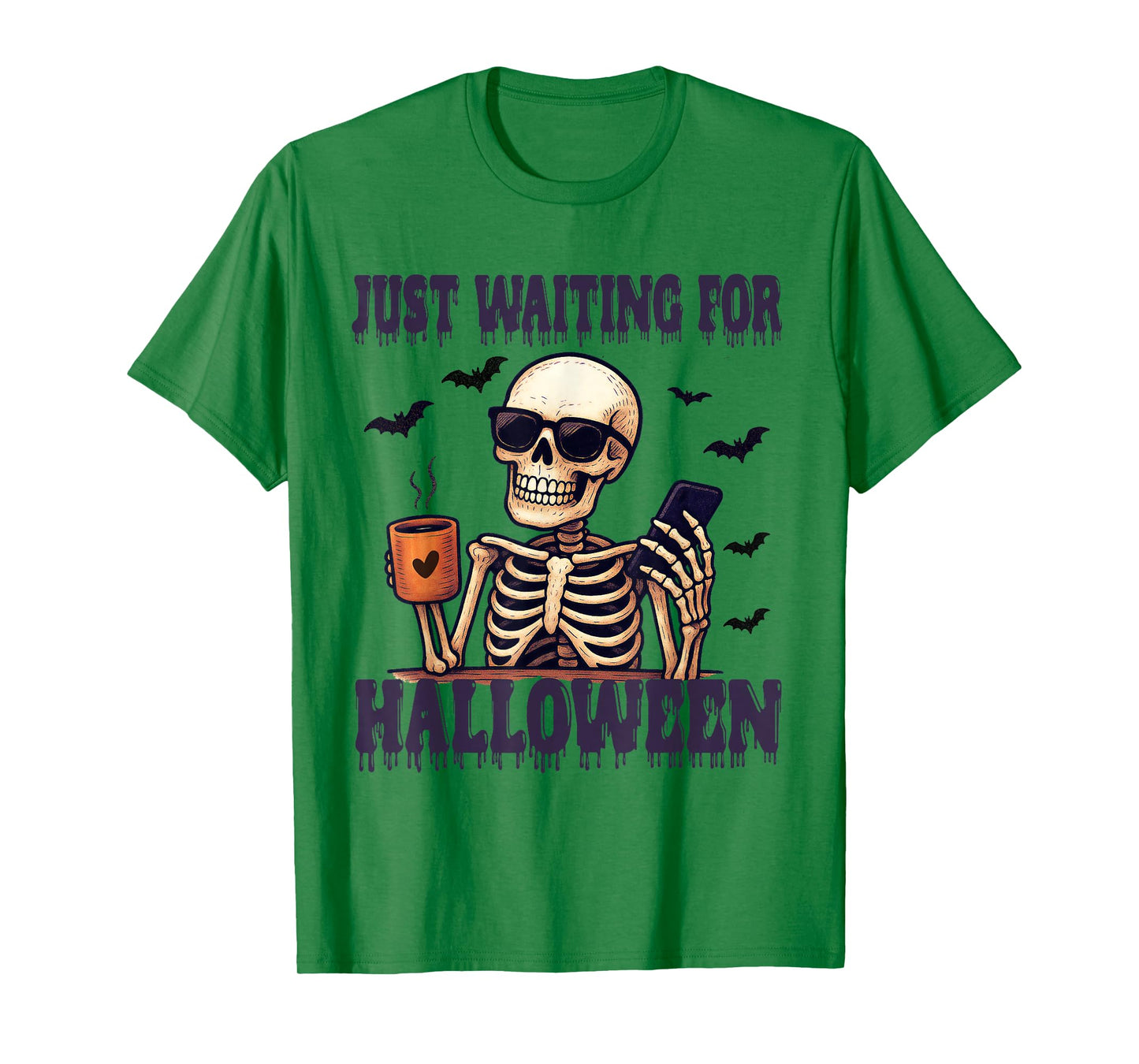 Just Waiting for Halloween Funny Spooky Skeleton Halloween T-Shirt