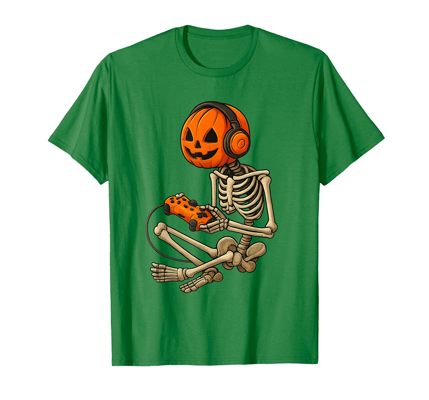 Halloween Skeleton Gamer Pumpkin Video Game Spooky Season T-Shirt