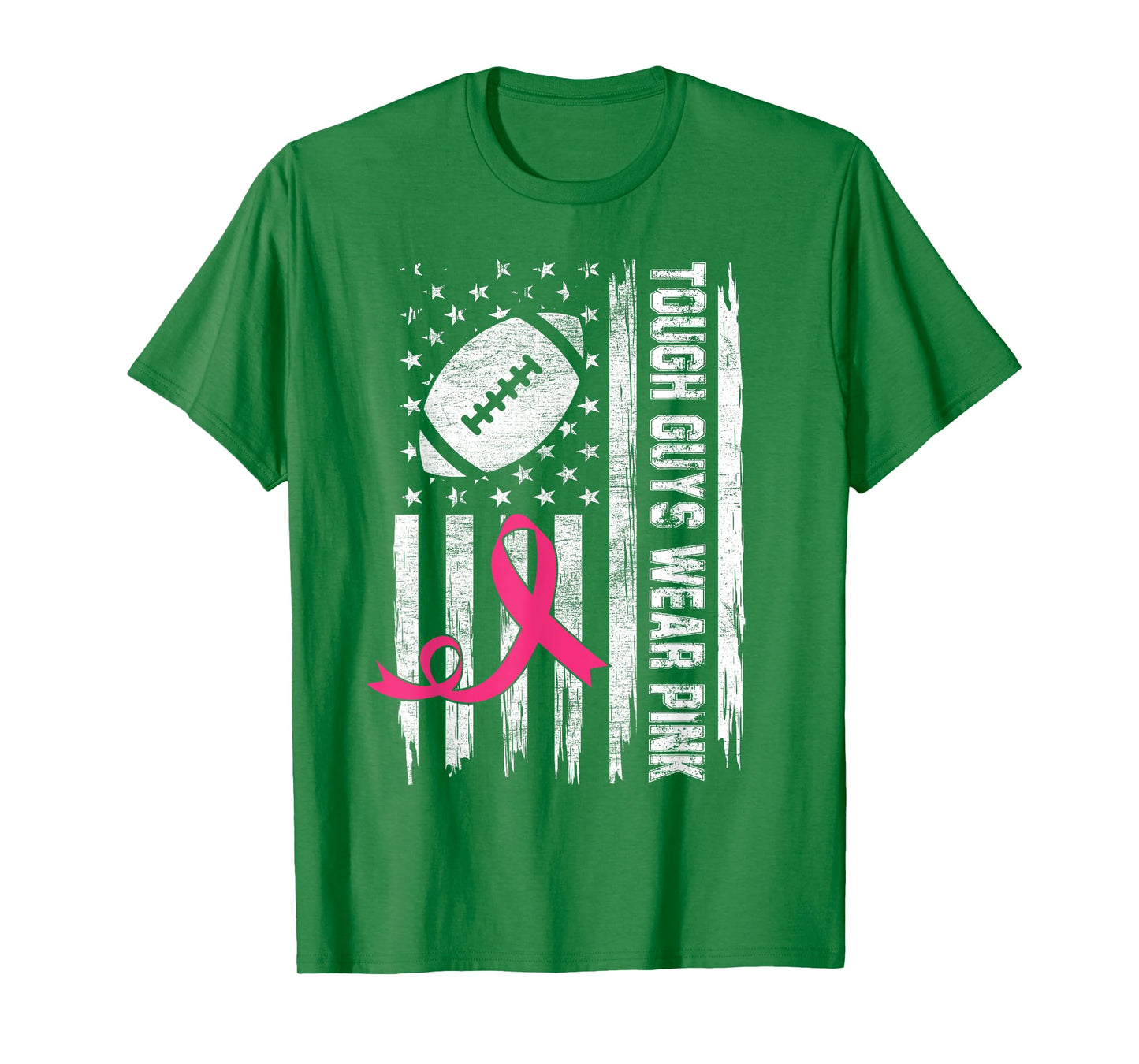 Tough Guys Wear Pink Breast Cancer Football American Flag T-Shirt for Women Kids Men