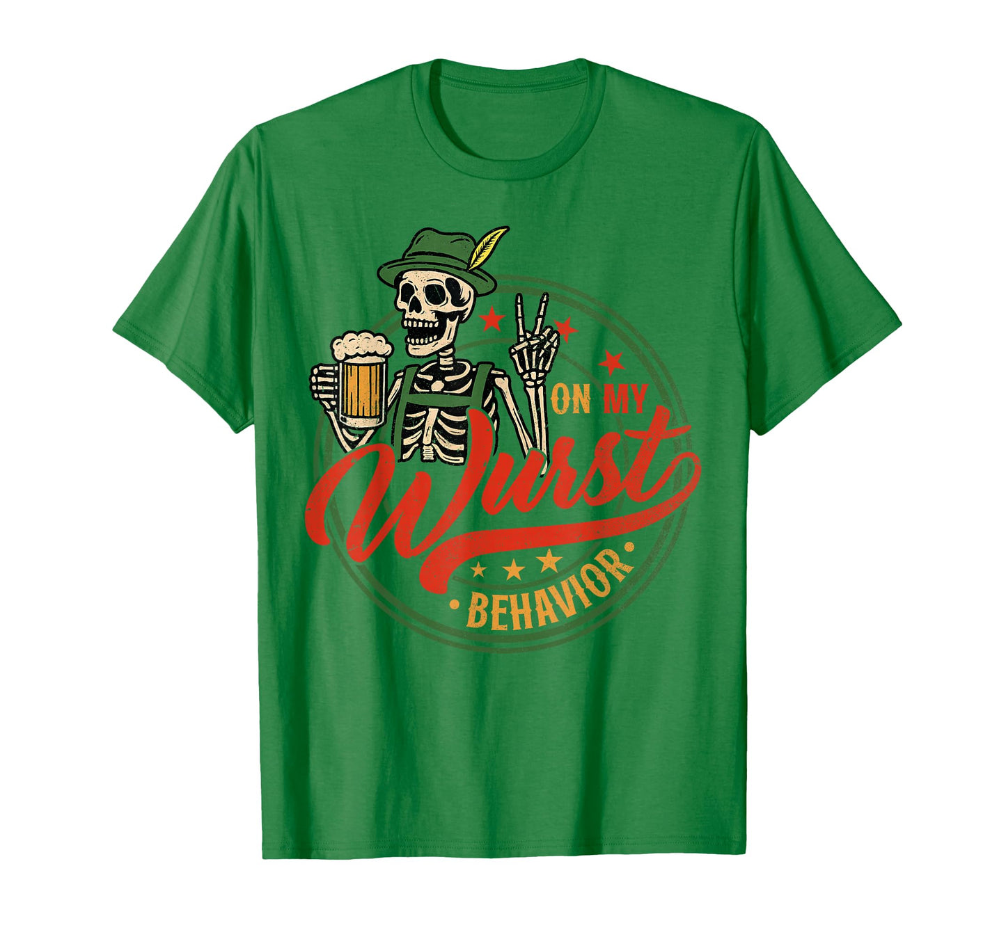 Oktoberfest On My Wurst Behavior German Beer Skeleton Men T-Shirt