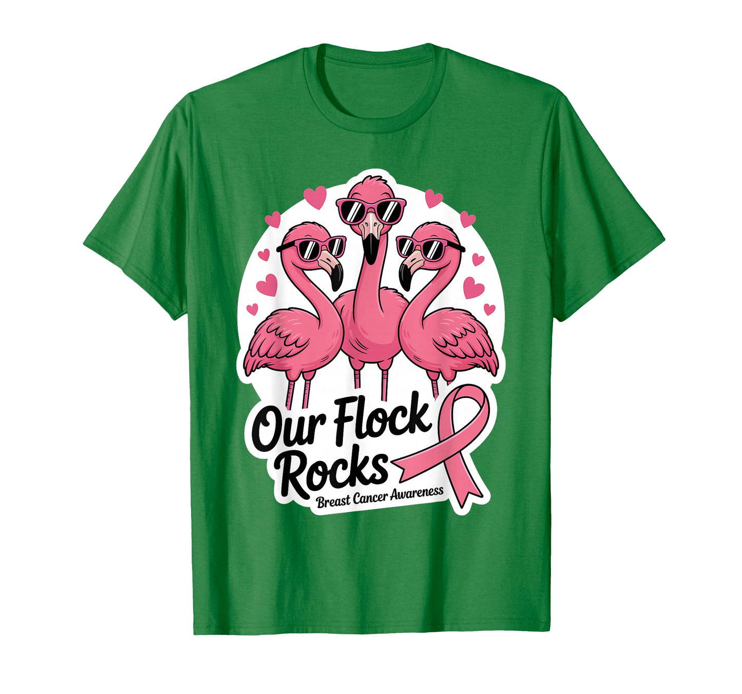 Our Flock Rocks Breast Cancer Awareness Flamingo Pink Squad T-Shirt