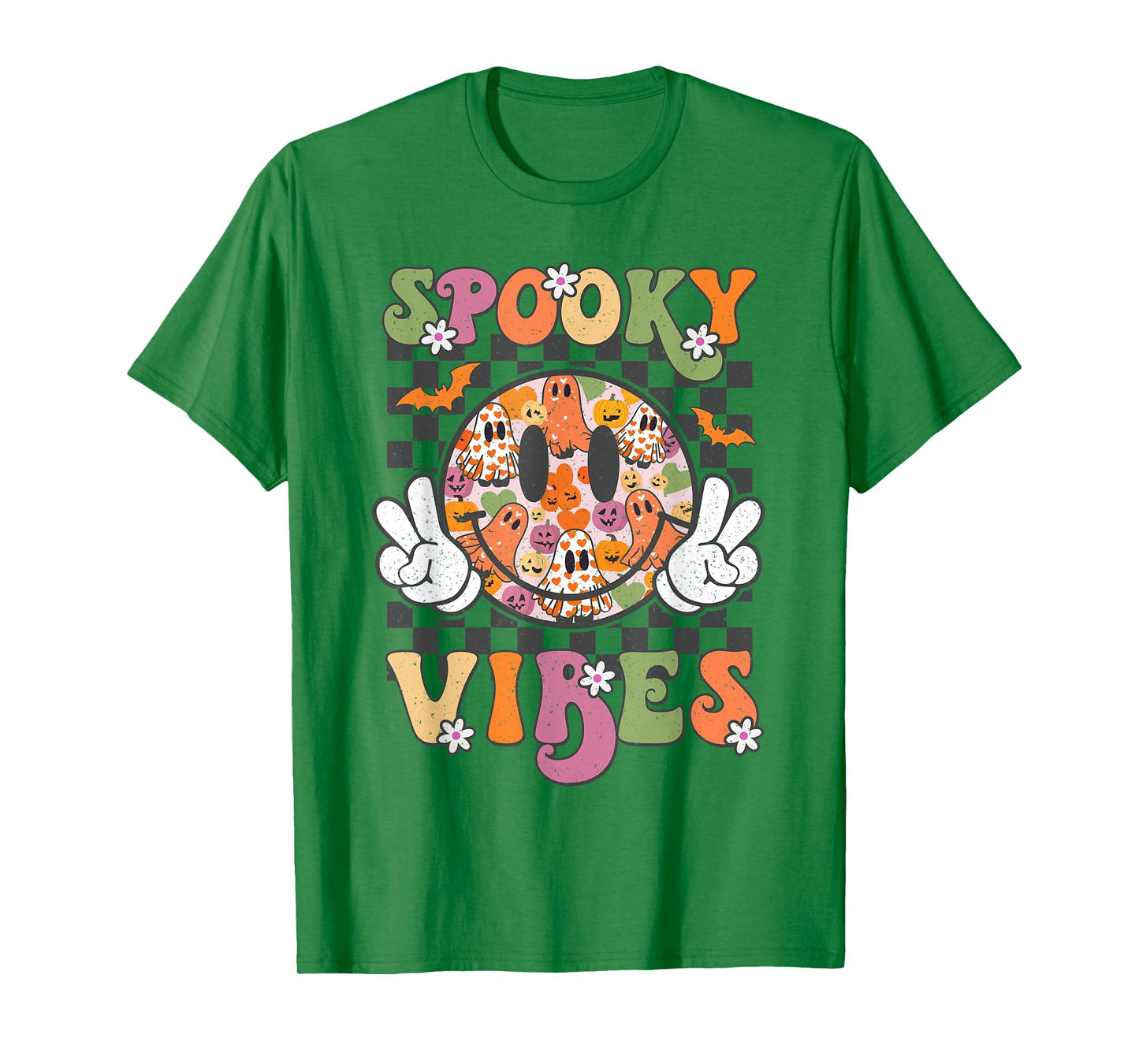 Spooky Vibes Smile Face Halloween Funny Women Teen Girl Kids T-Shirt