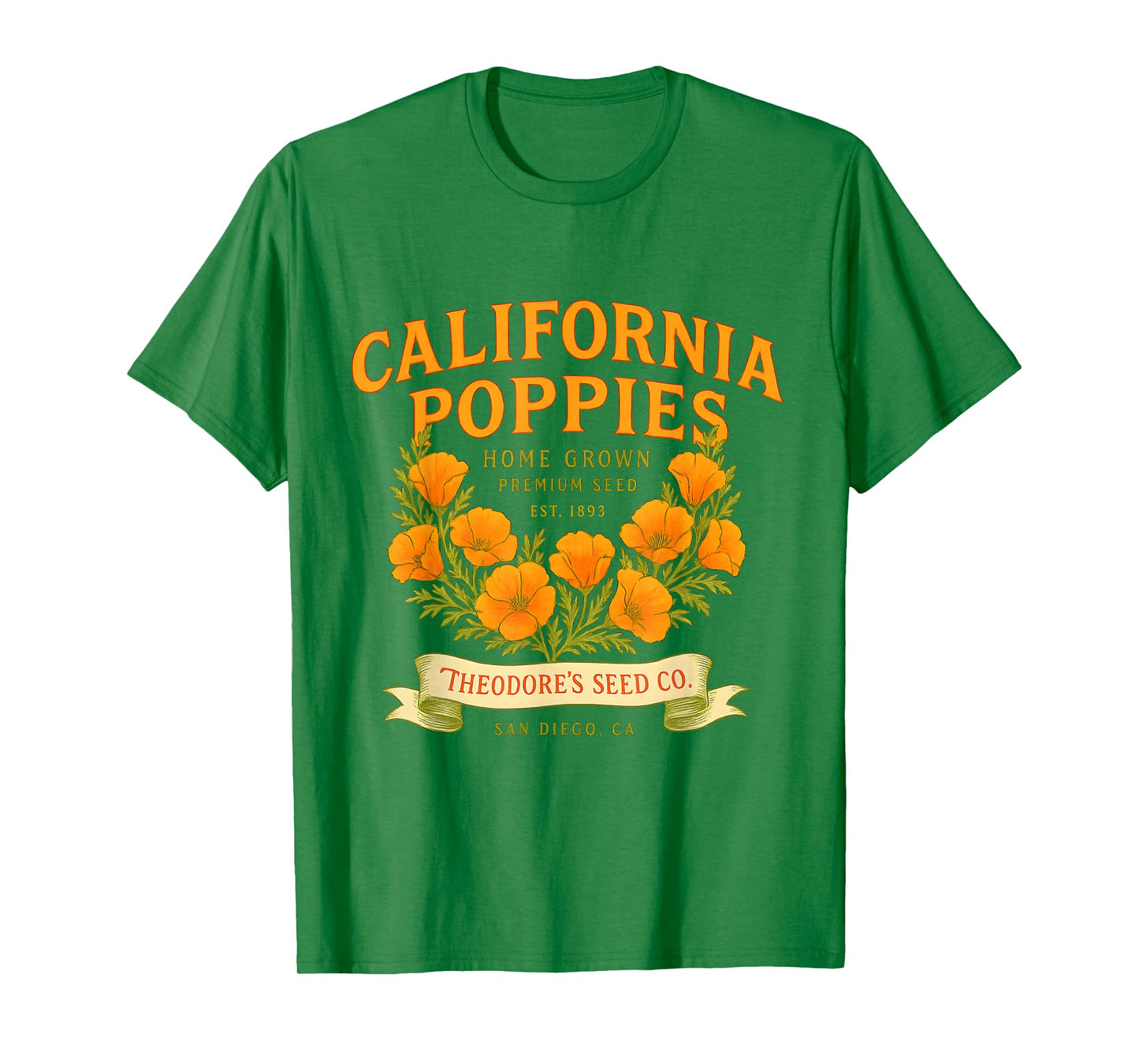 California Poppies Vintage Tee Heritage Floral Aesthetic Art T-Shirt
