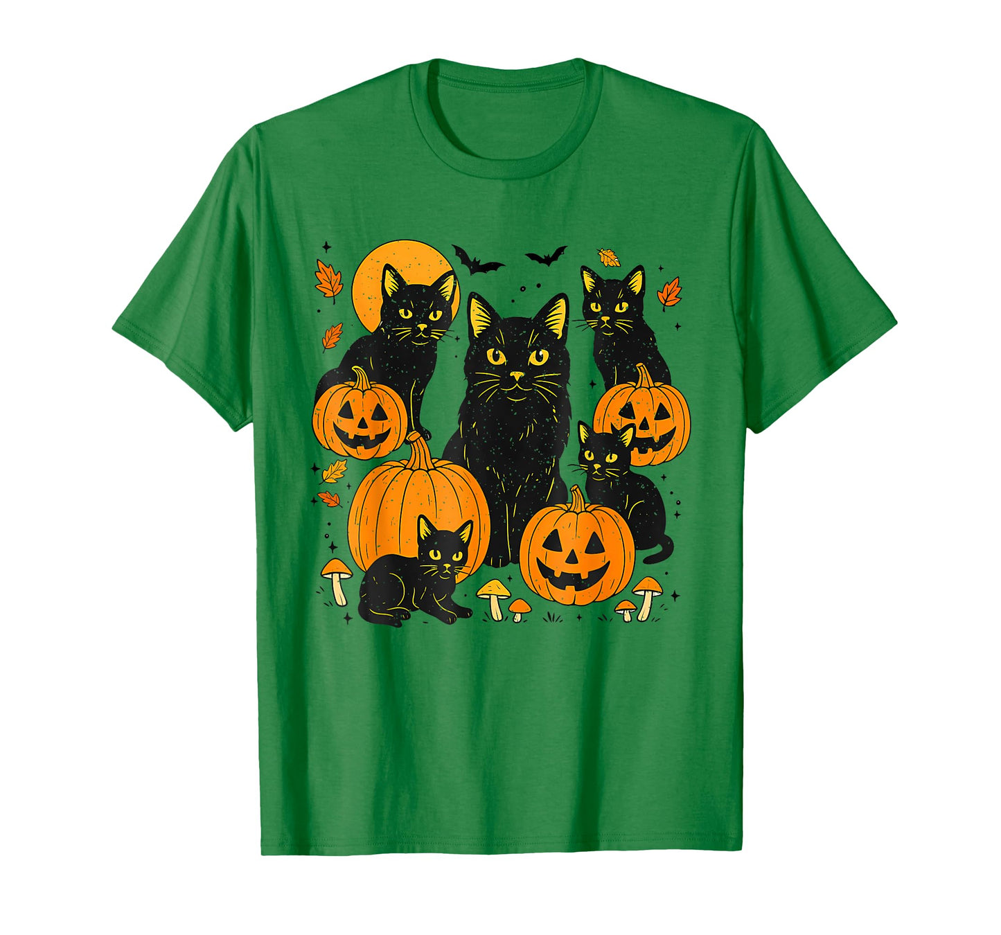 Retro Black Cat Halloween Pumpkin Costume for Women Men Kids T-Shirt