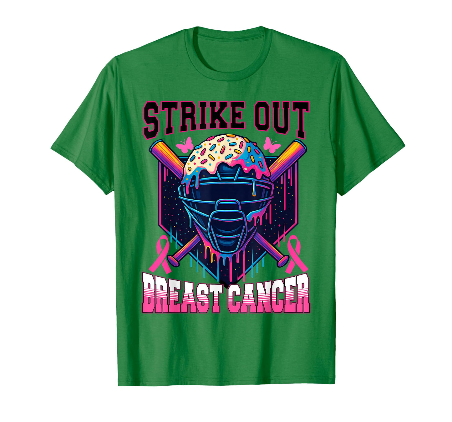Strike Out Breast Cancer Baseball Catcher Mask Drip Boys T-Shirt
