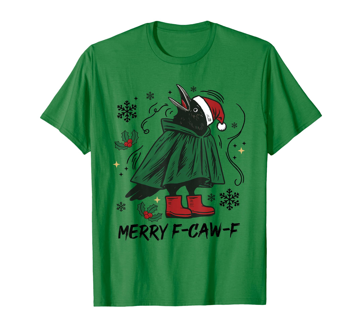 Merry F-CAW-F Crow Raven Christmas Dark Bird Crow Meme Xmas T-Shirt