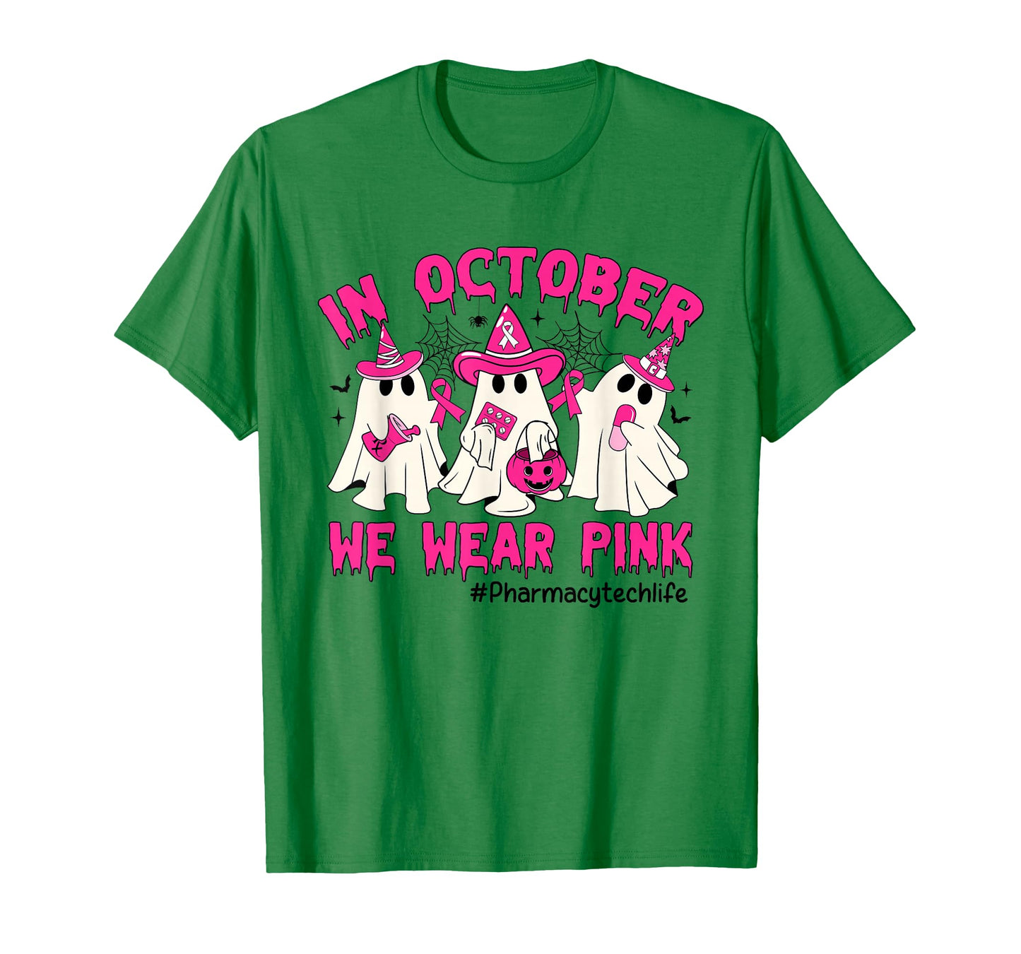 In October We Wear Pink Pharmacy Tech Life Breast Cancer T-Shirt