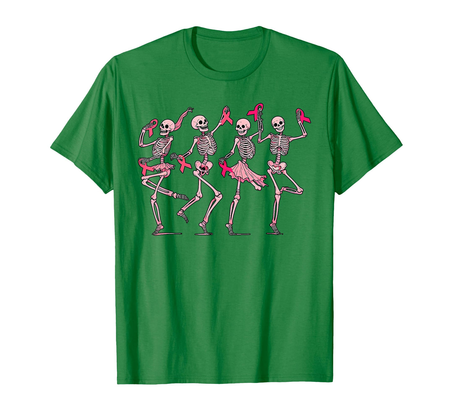 Pink Ribbon Breast Cancer Dancing Skeleton Women Men Kids T-Shirt