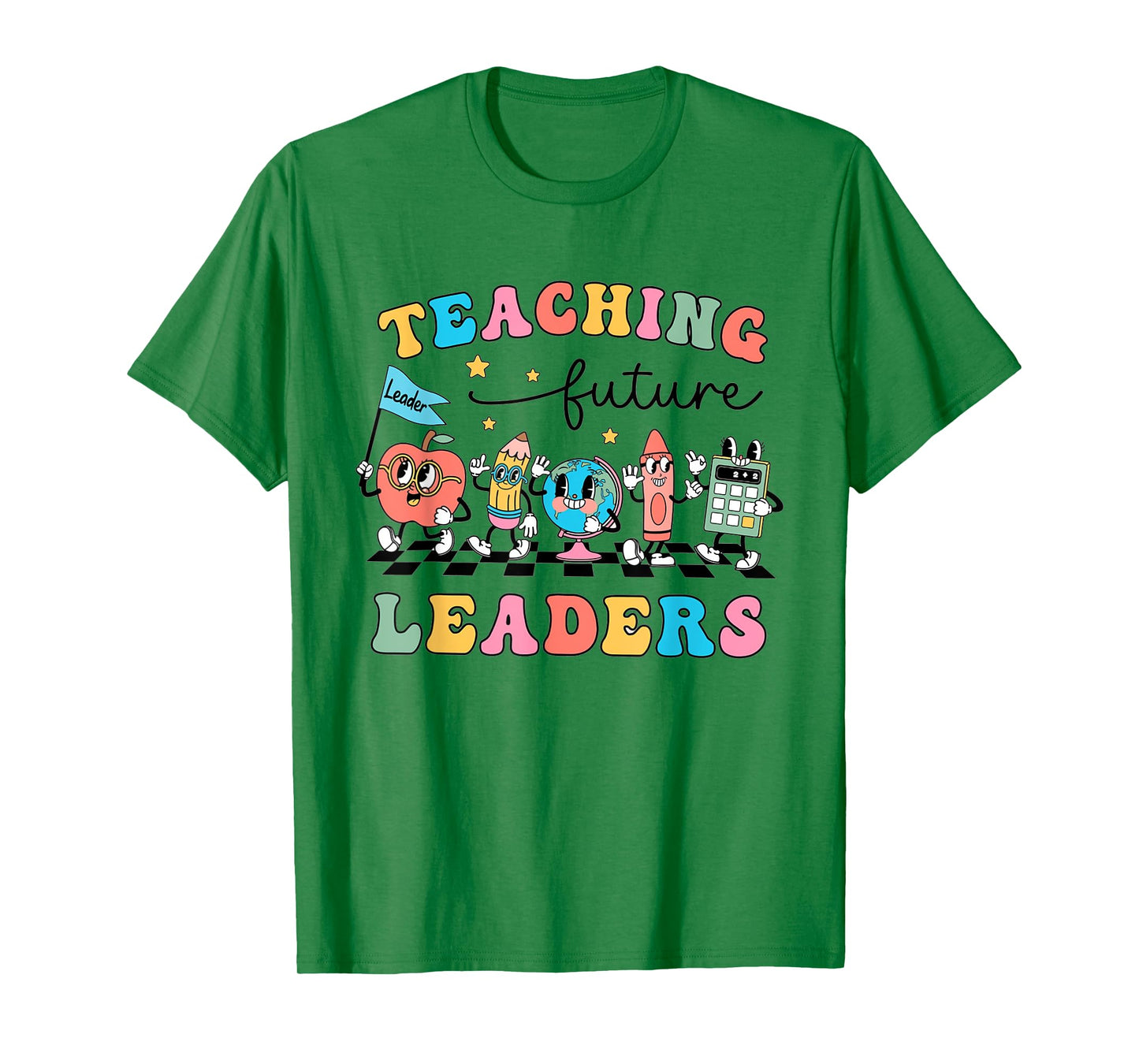 Retro Teaching Future Leaders Groovy Teacher Back To School Men Women Girls Kids T-Shirt