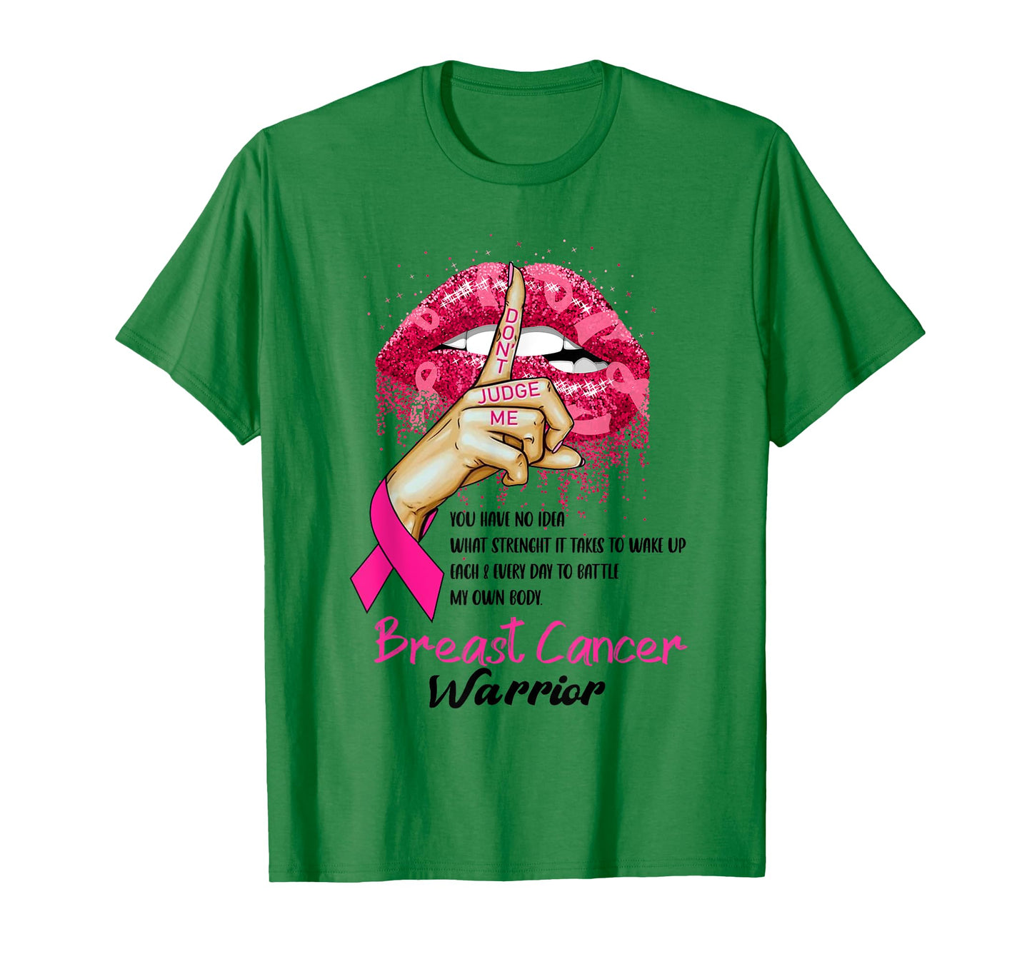 Sexy Pink Lips Pink Ribbon - Don't Judge Me Breast Cancer T-Shirt