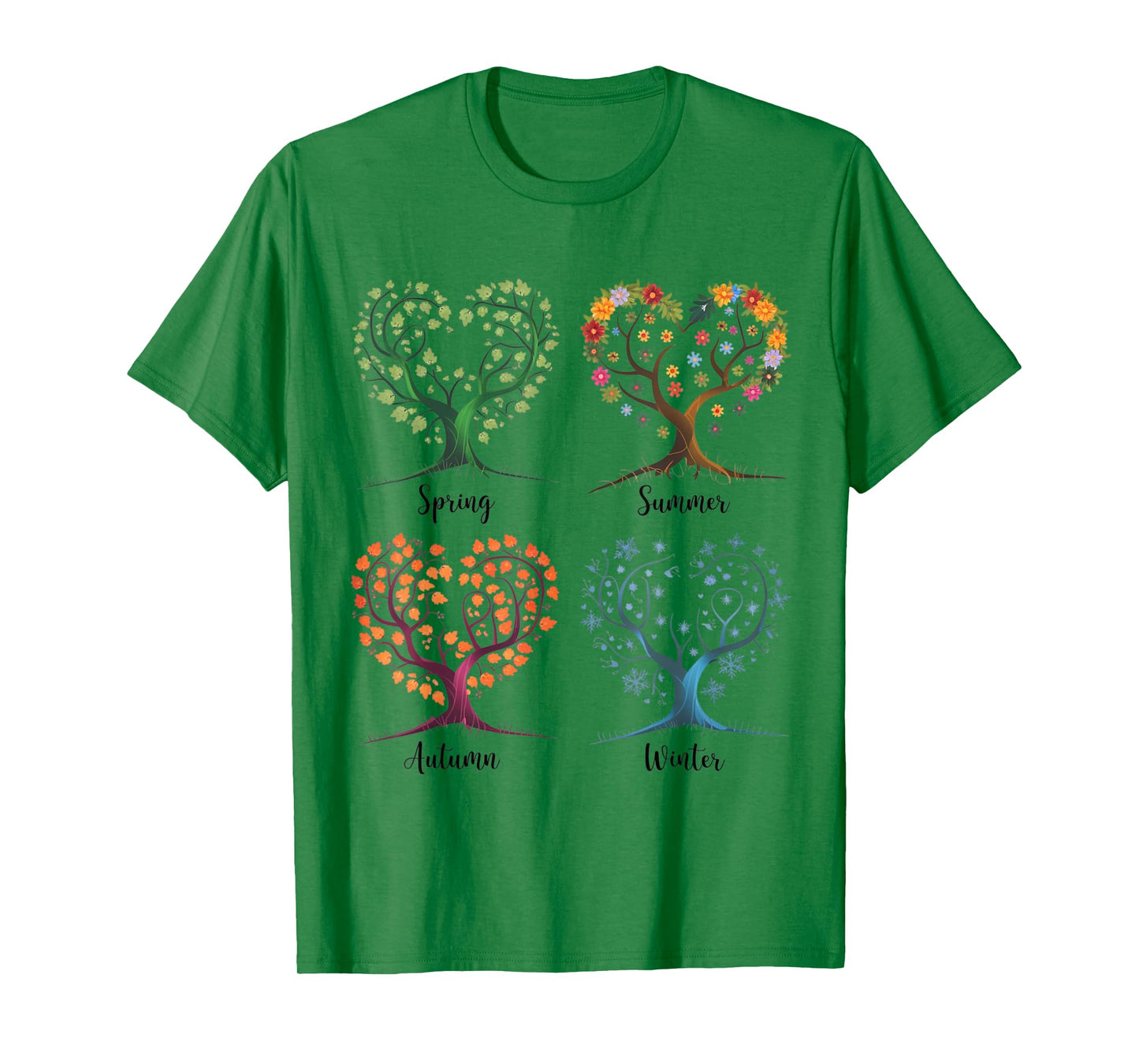Four Seasons Tree Nature-Inspired Heart Shaped Heart Tree T-Shirt