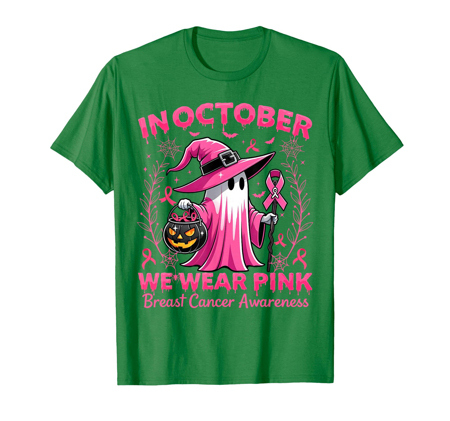In October We Wear Pink Breast Cancer Awareness Halloween T-Shirt