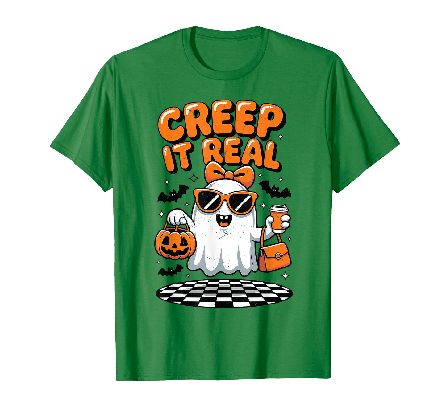 Ghost Drink Coffee Creep It Real Girl Toddler Cute Halloween T-Shirt