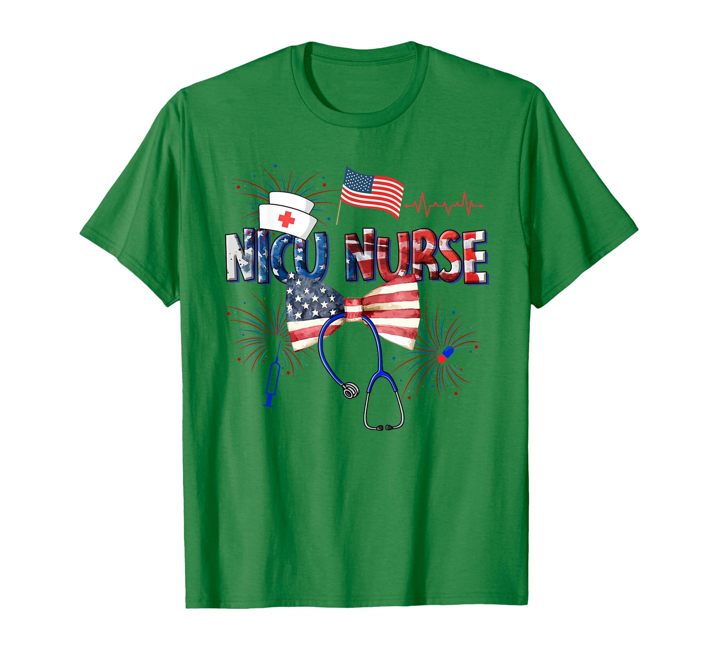 Cute 4th of July NICU Nurse American Flag Fourth Of July T-Shirt