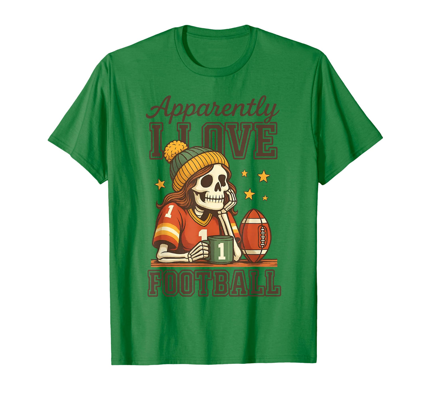 Apparently I Love Football Skeleton Football T-Shirt