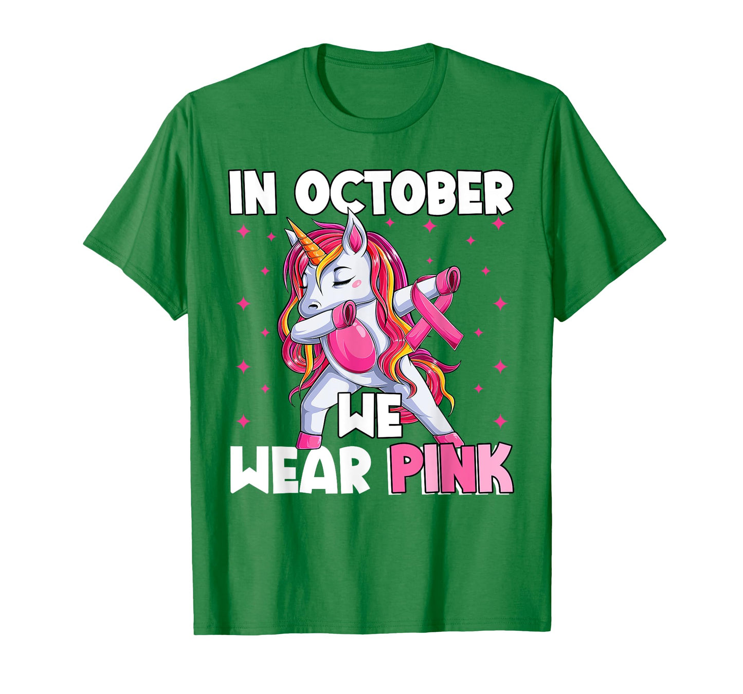 Breast Cancer Girls Kids, Unicorn In October We Wear Pink T-Shirt