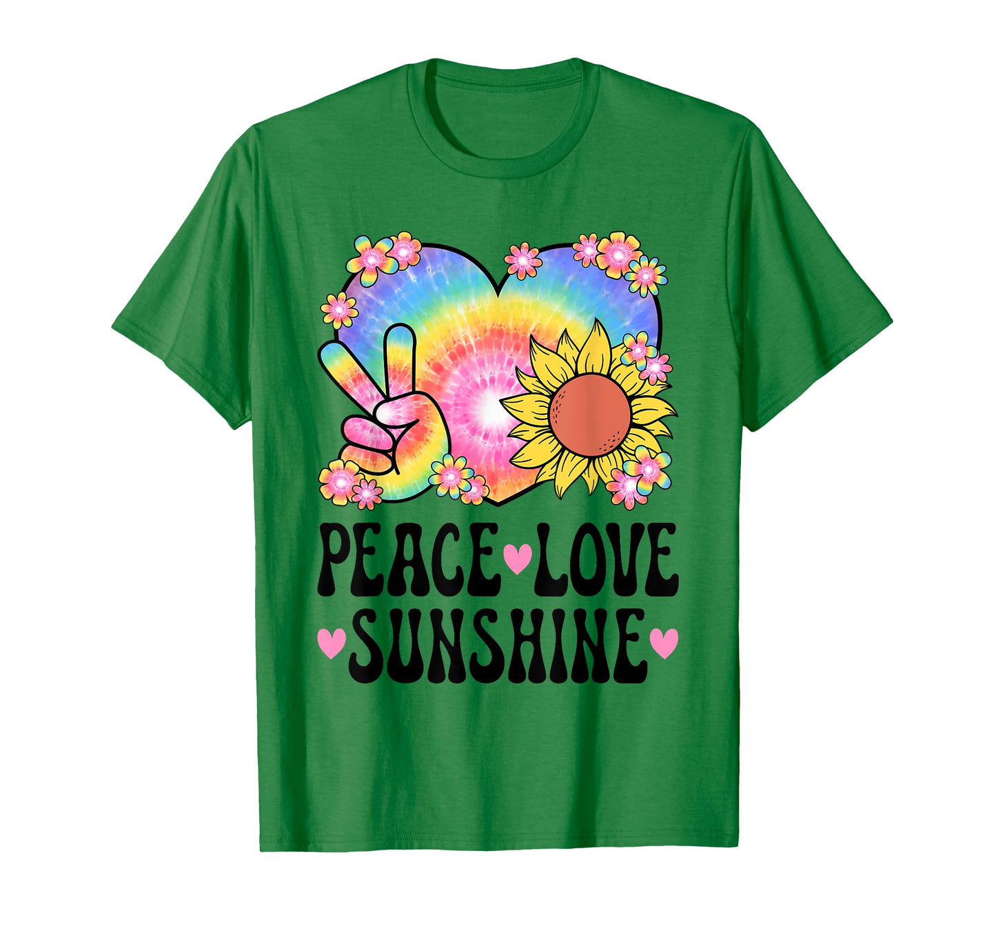 Peace Love Sunshine 60s 70s Sunflower Cute Hippie Outfit T-Shirt